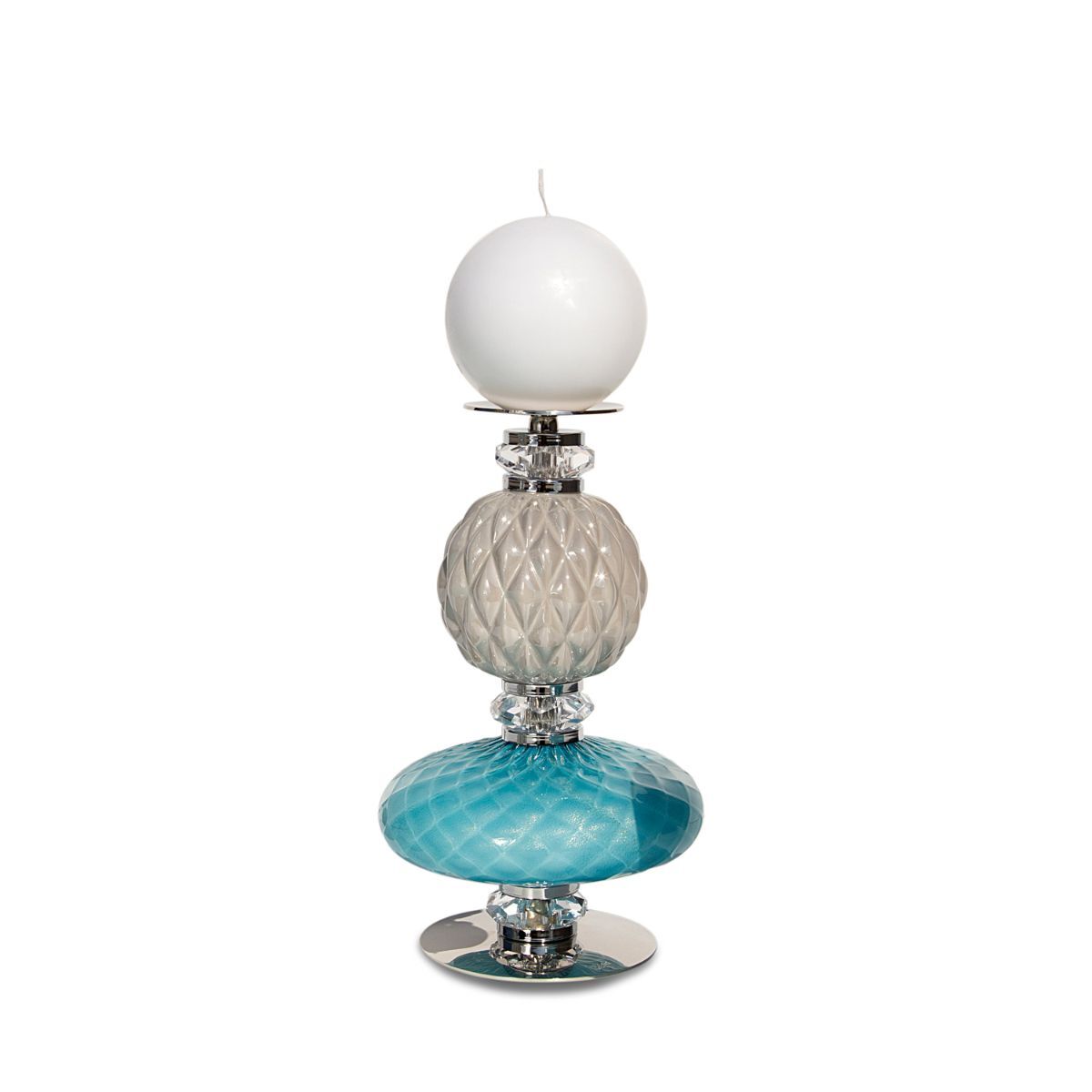 Decor objects Diva Audrey Medium Candle Holder - Pearl Grey & Turquoise — Villari, collection Декор
