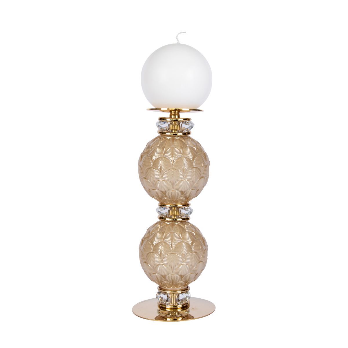 Decor objects Peacock Medium Candle Holder - Pearly Caramel & Gold — Villari, collection Декор