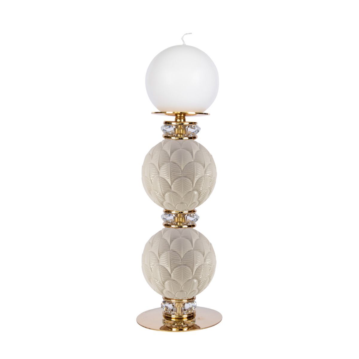 Decor objects Peacock Medium Candle Holder - White & Gold — Villari, collection Декор
