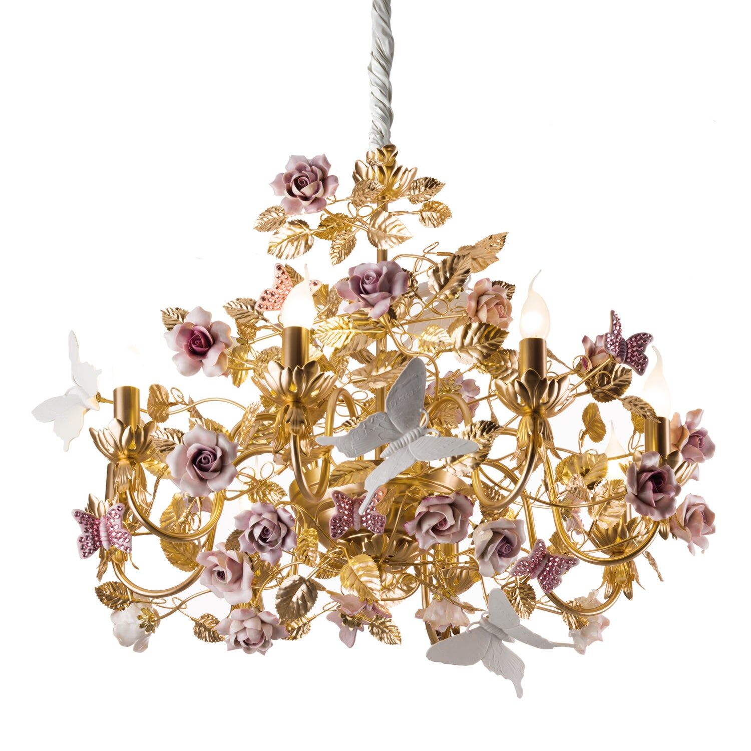 Chandeliers Alice'S Dream Chandelier - 8 Lights - Gold & Pink — Villari, collection Свет