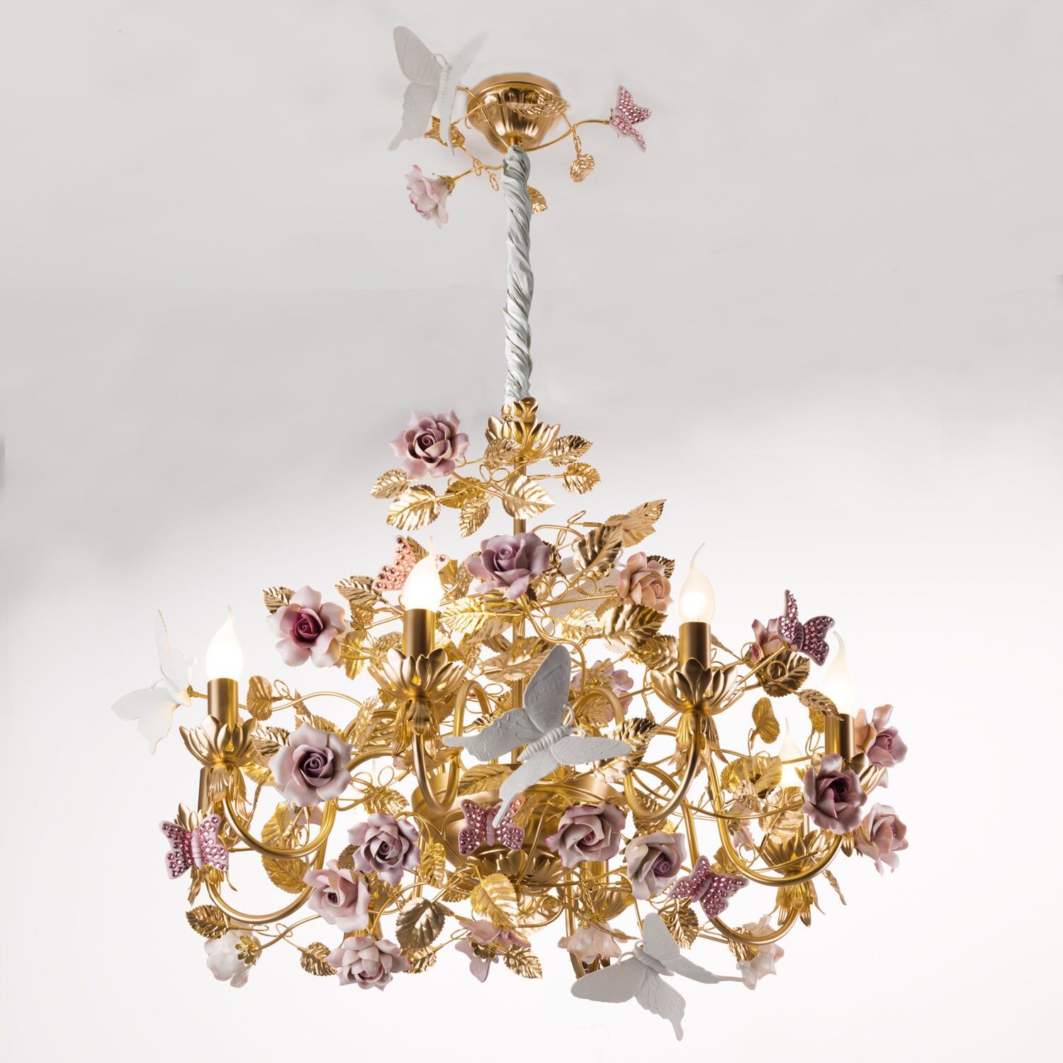 Люстра Alice'S Dream Chandelier - 8 Lights - Gold & Pink — Villari, кадр 4