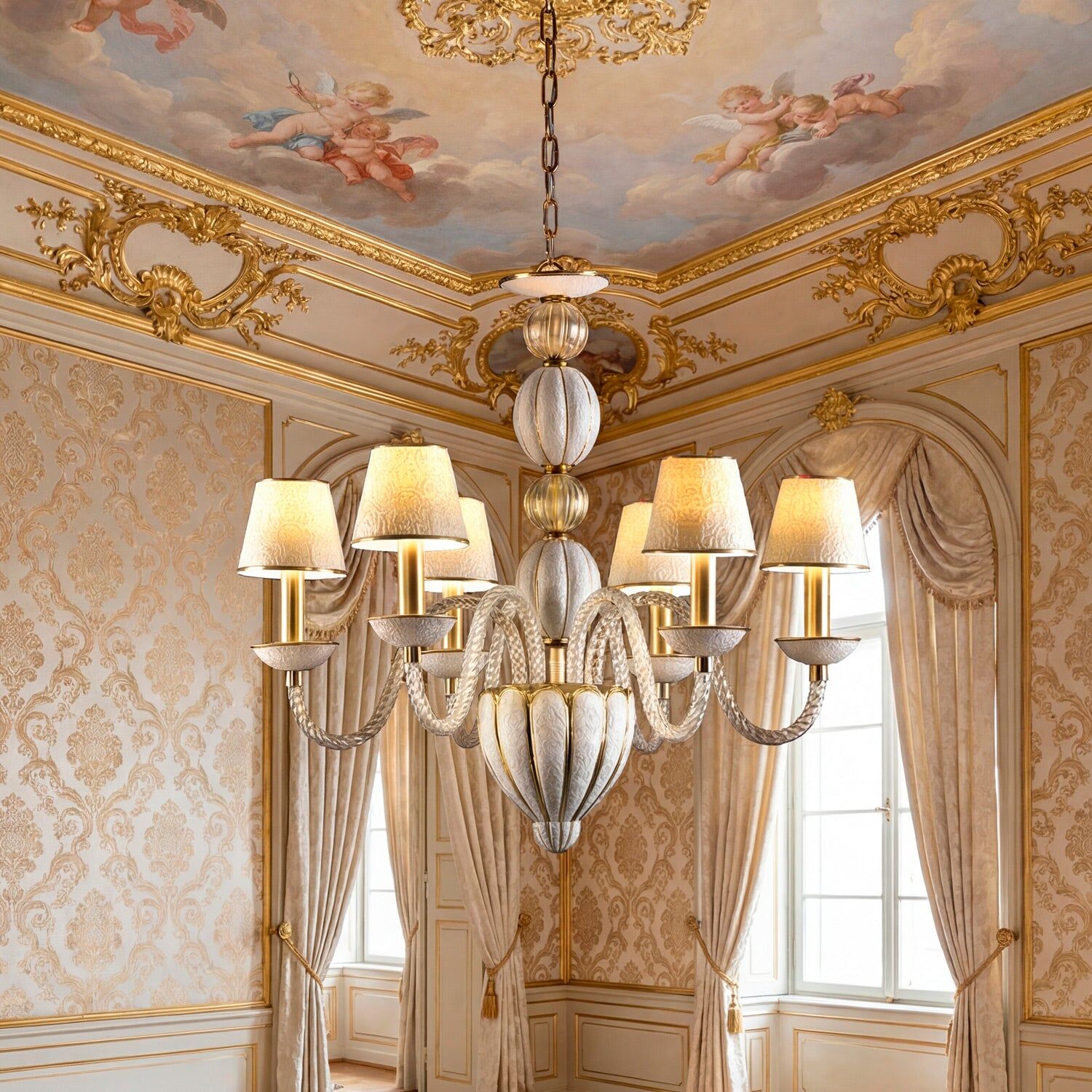 Люстра Amour Chandelier 6 Lights - White & Gold — Villari, кадр 2