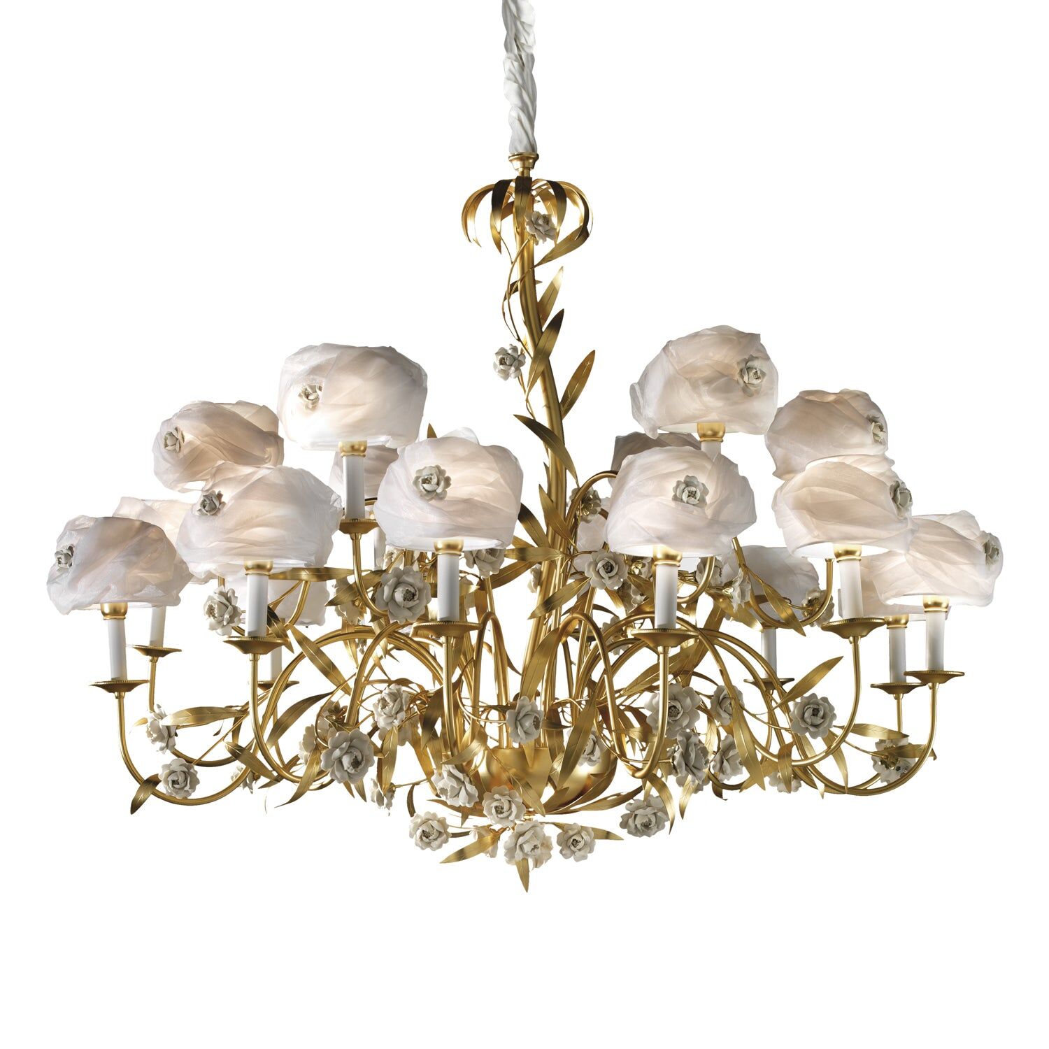 Chandeliers Camelia Chandelier - 18 Lights - Gold & White — Villari, collection Свет