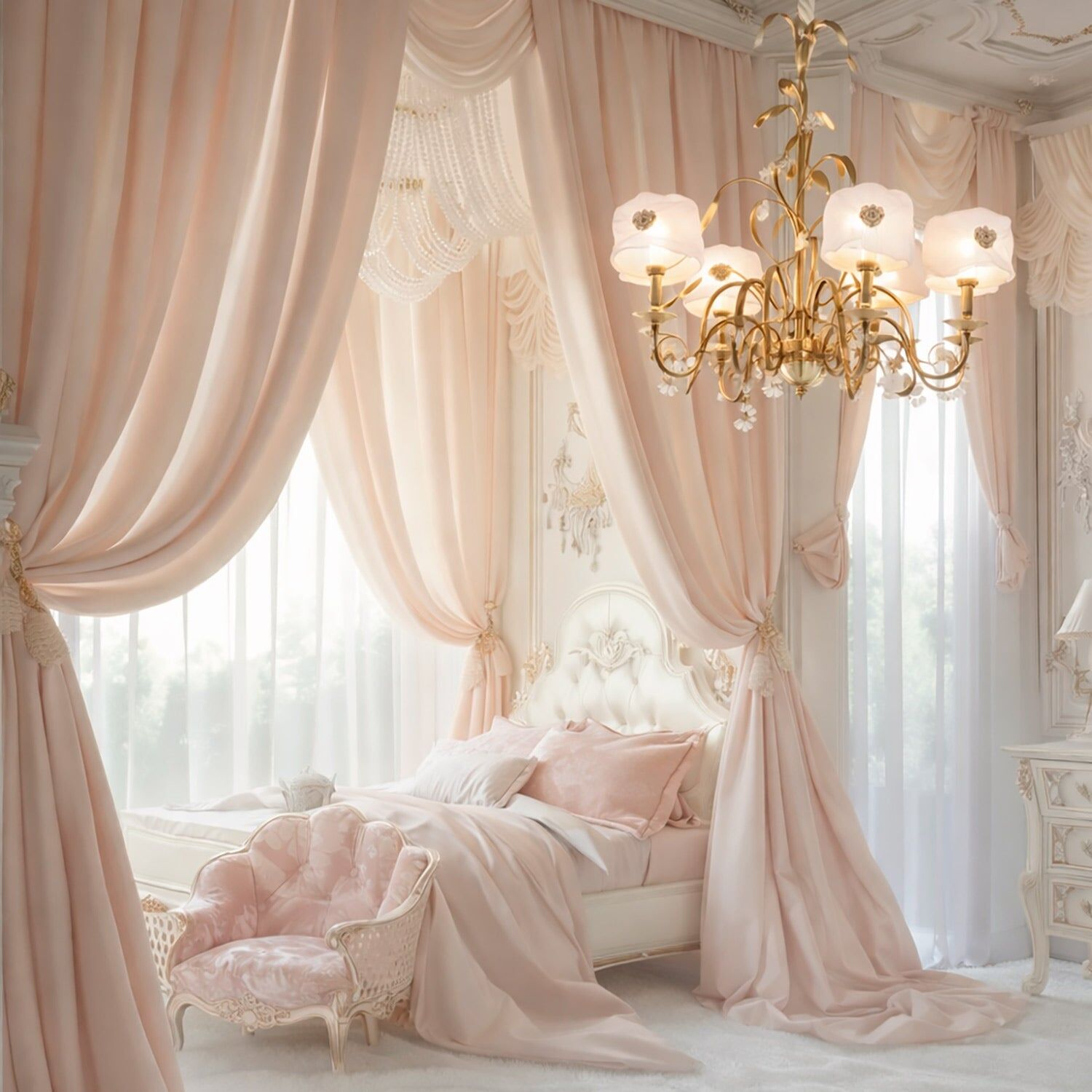 Люстра Camelia Chandelier - 8 Lights - Gold,White — Villari, кадр 2