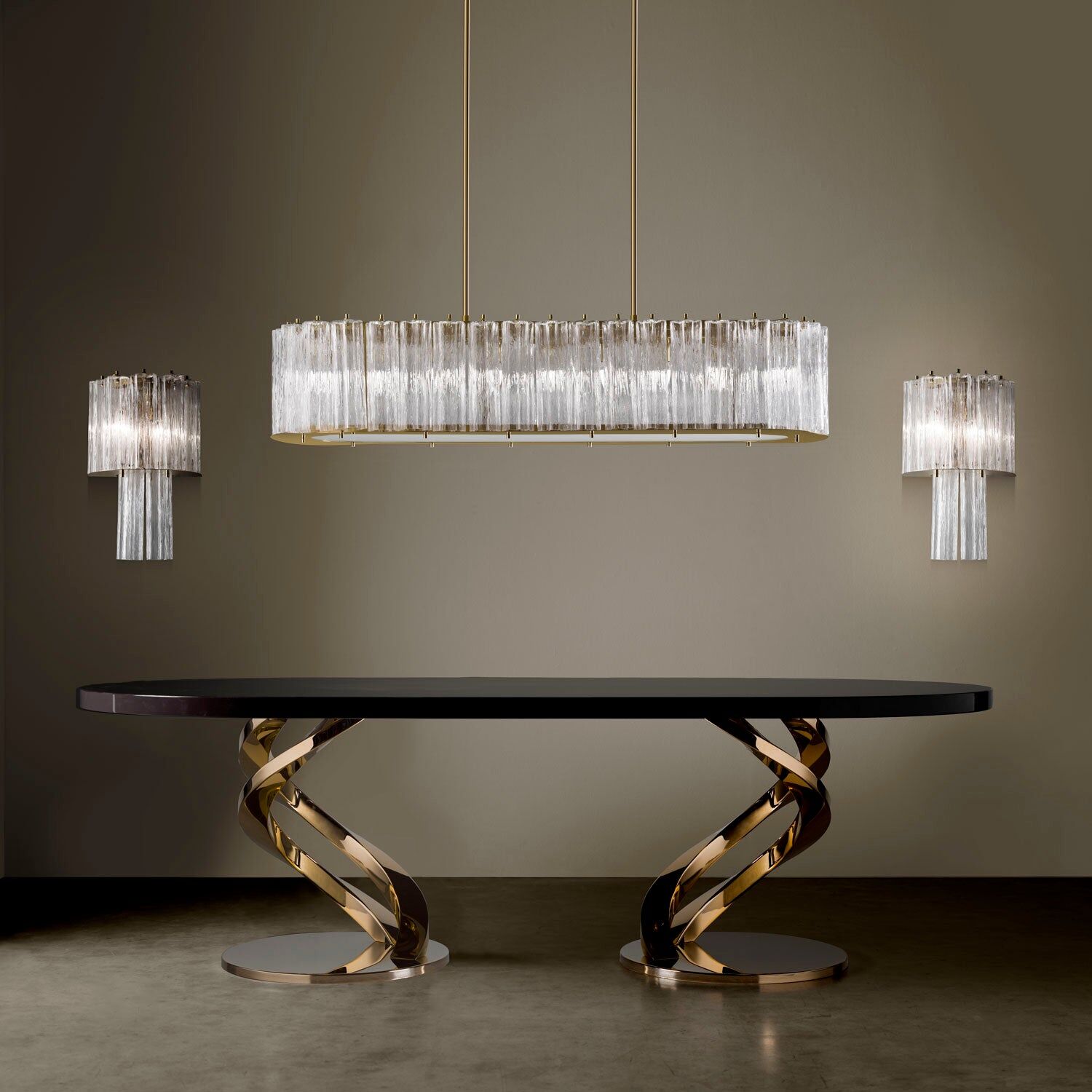 Люстра Drum Oval Chandelier - 9 Lights - Transparent & Gold — Villari, кадр 3