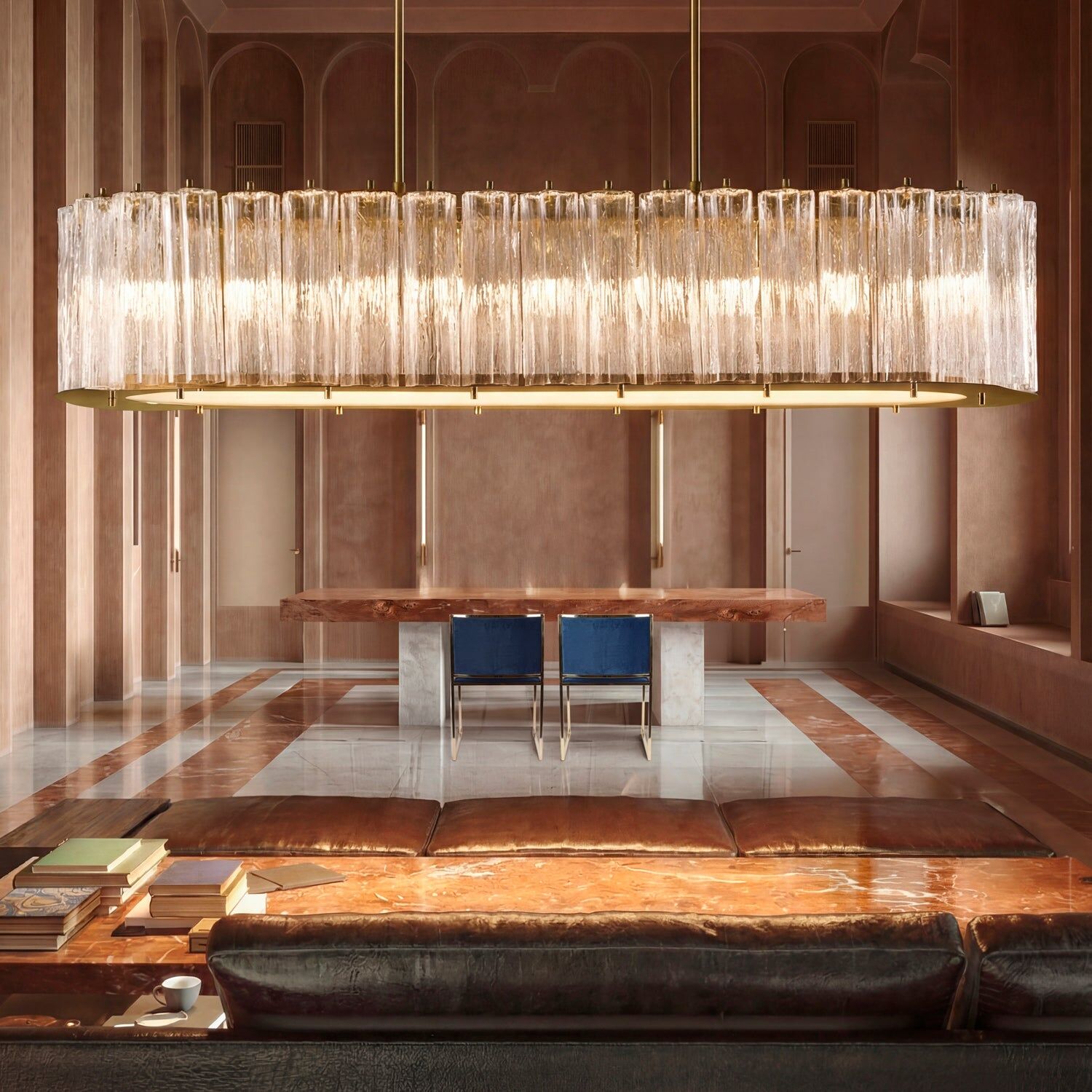 Люстра Drum Oval Chandelier - 9 Lights - Transparent & Gold — Villari, кадр 5