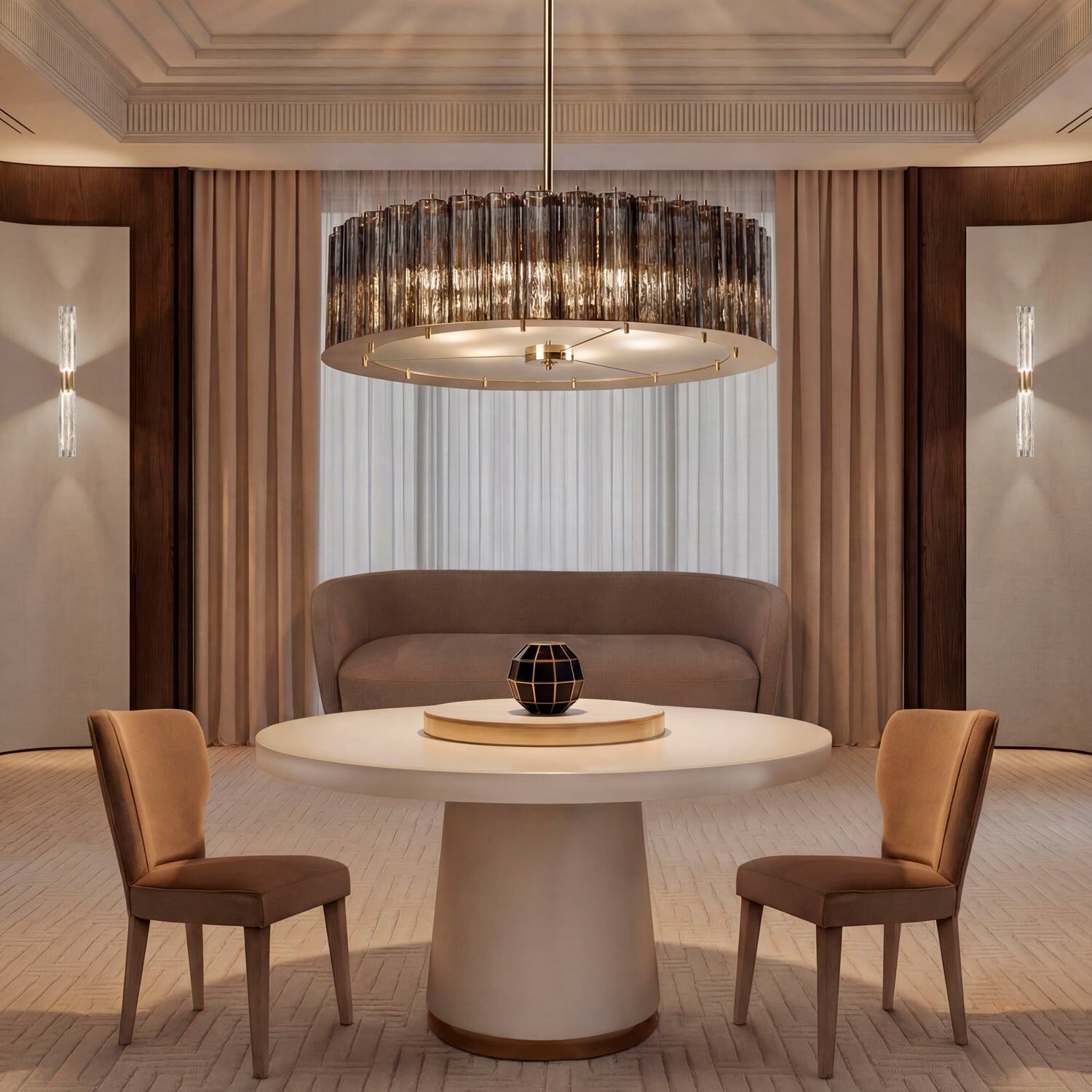 Люстра Drum Round Chandelier - 6 Lights - Bronze & Gold — Villari, кадр 2