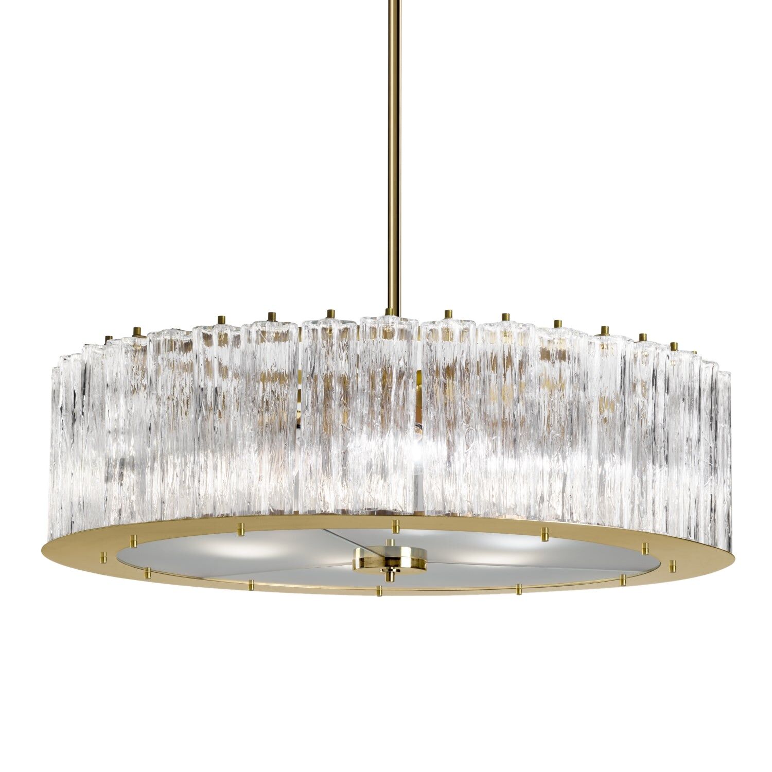 Chandeliers Drum Round Chandelier - 6 Lights - Transparent & Gold — Villari, collection Свет
