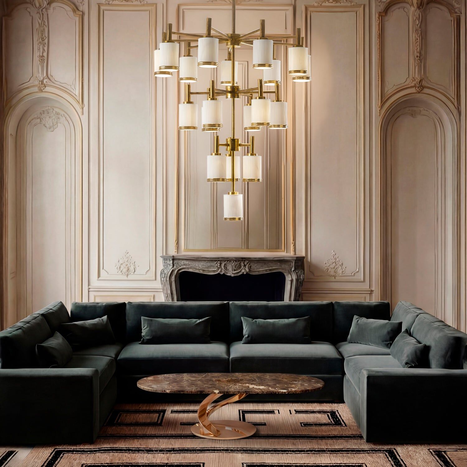 Люстра Gilda Large Chandelier - 19 Lights - White & Gold — Villari, кадр 2