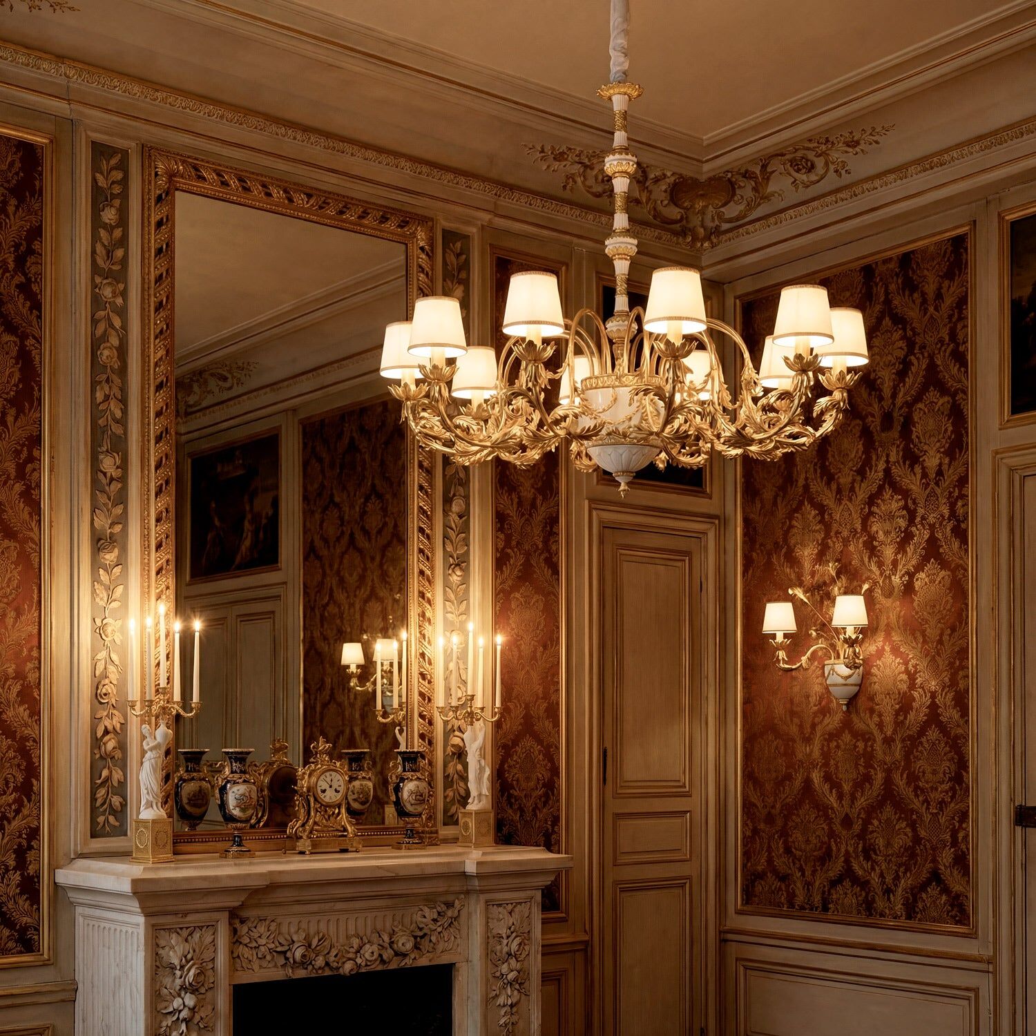 Люстра Josephine Chandelier - 12 Lights - White & Gold — Villari, кадр 2