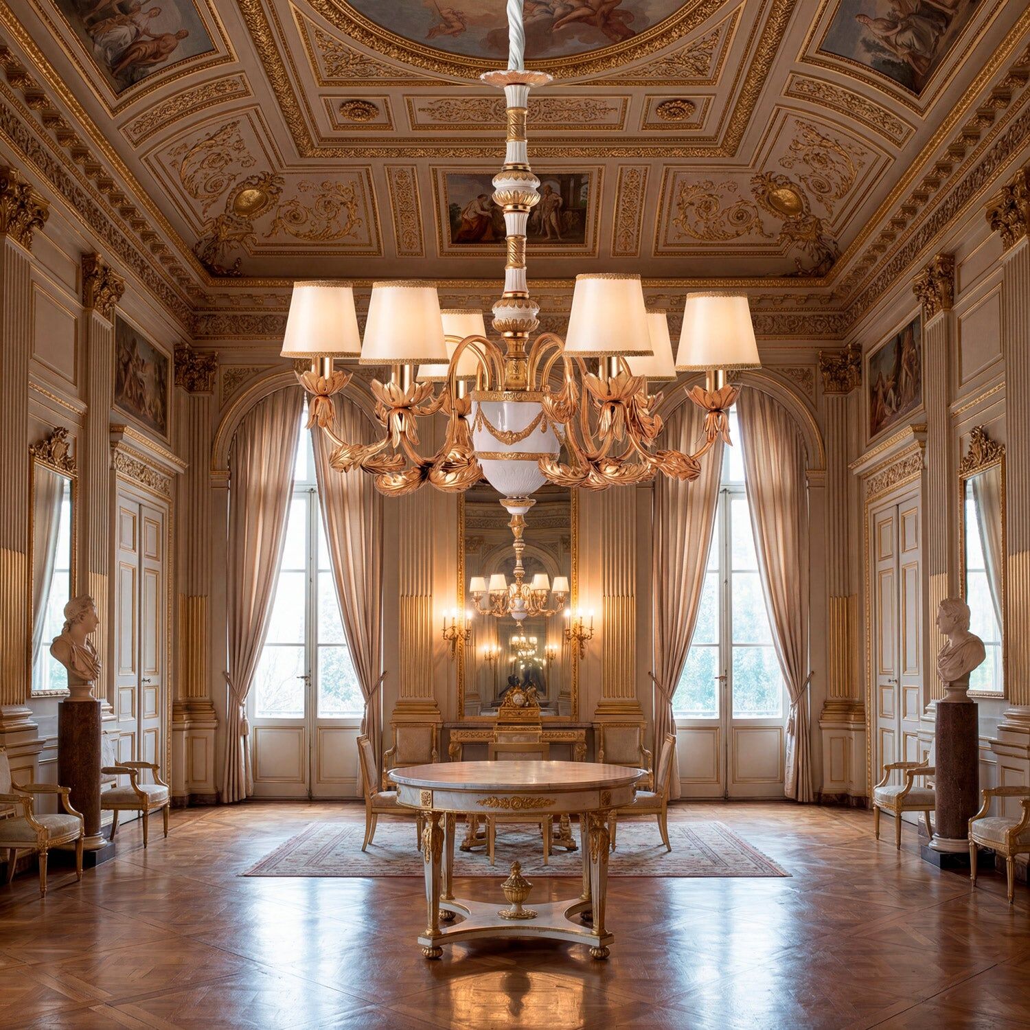Люстра Josephine Chandelier - 6 Lights - White & Gold — Villari, кадр 2