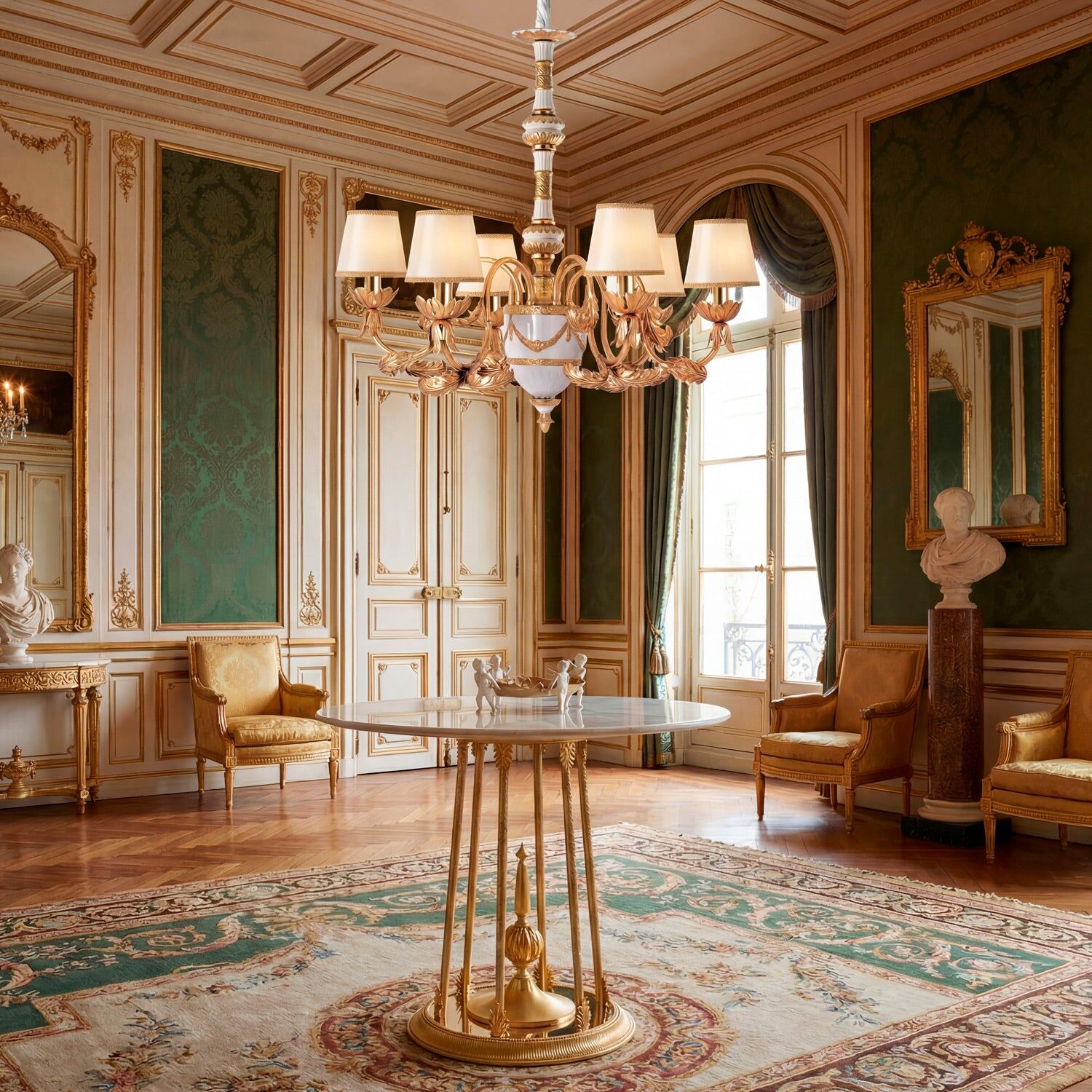 Люстра Josephine Chandelier - 6 Lights - White & Gold — Villari, кадр 3