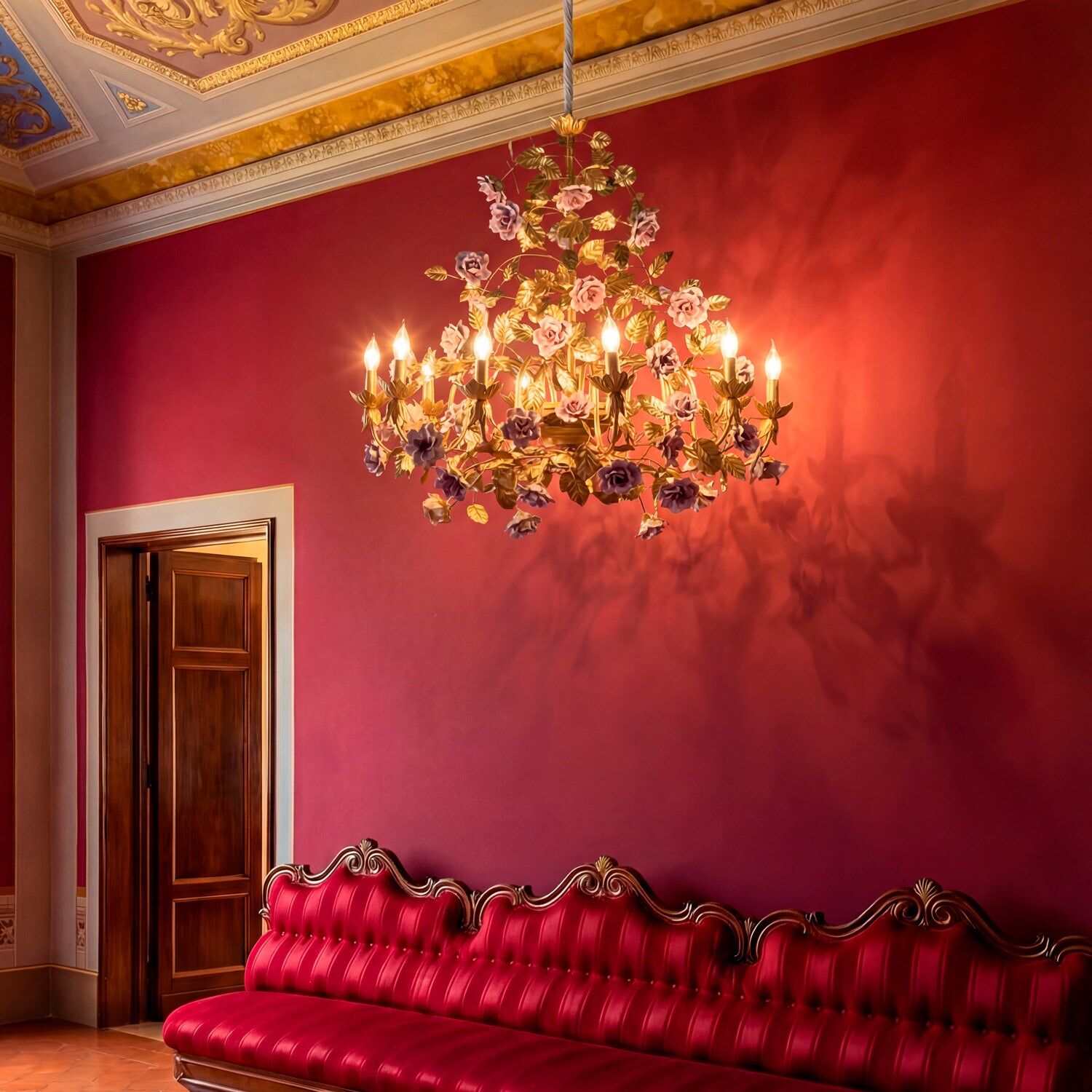 Люстра Marie Antoinette 10 Light Chandelier - Gold & Pink — Villari, кадр 2