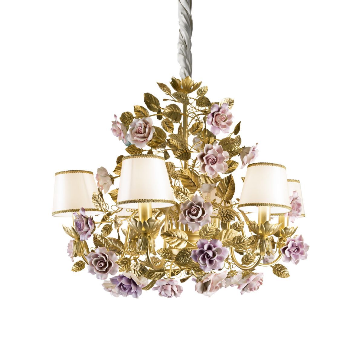 Chandeliers Marie Antoinette 6 Light Chandelier - Gold & Pink — Villari, collection Свет