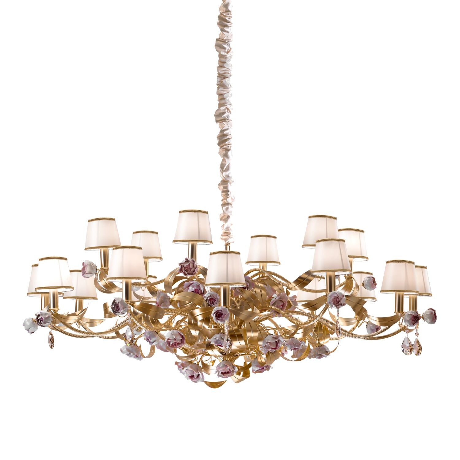 Chandeliers Peony 18 Light Chandelier - Gold & Pink — Villari, collection Свет