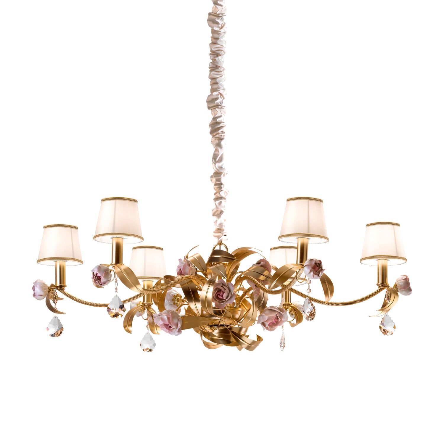Chandeliers Peony 6 Light Chandelier - Gold & Pink — Villari, collection Свет