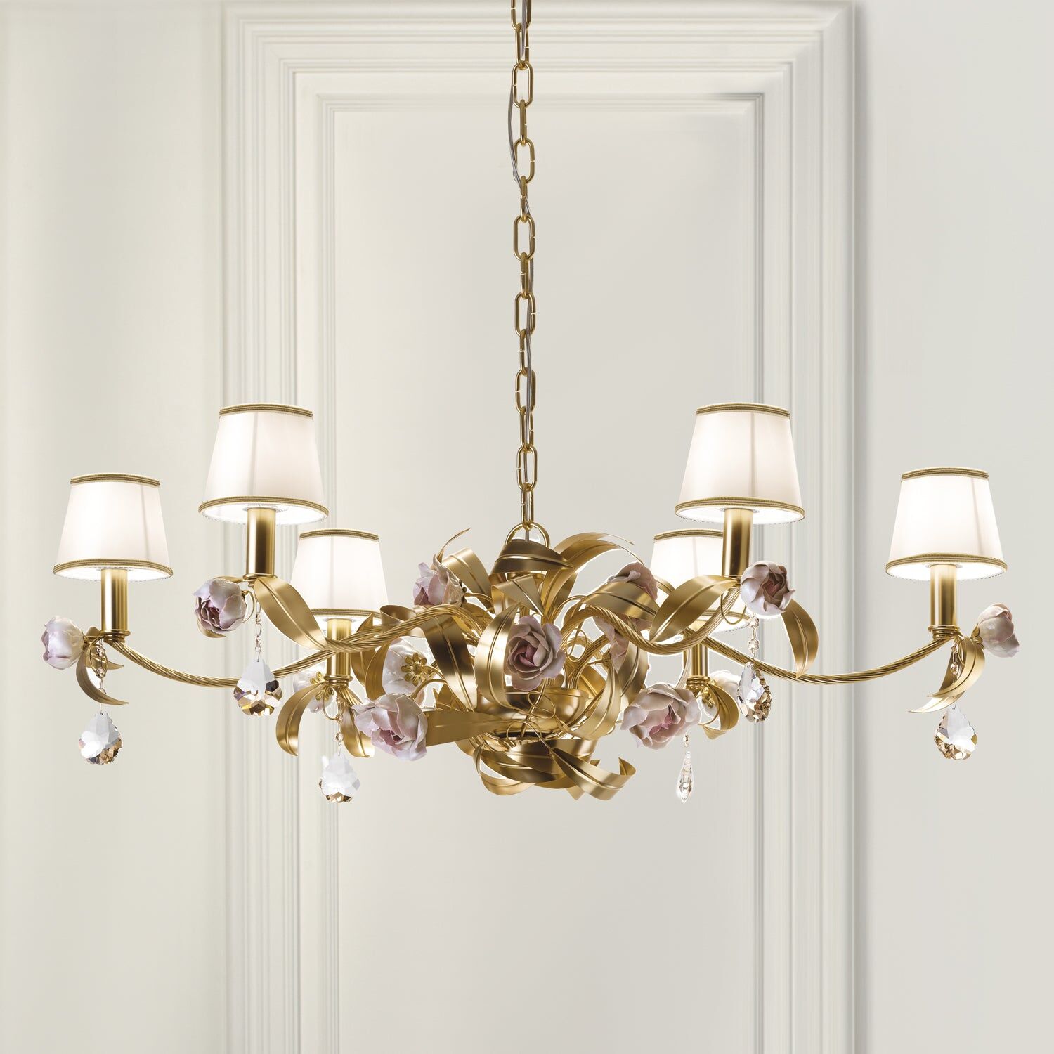 Люстра Peony 6 Light Chandelier - Gold & Pink — Villari, кадр 2