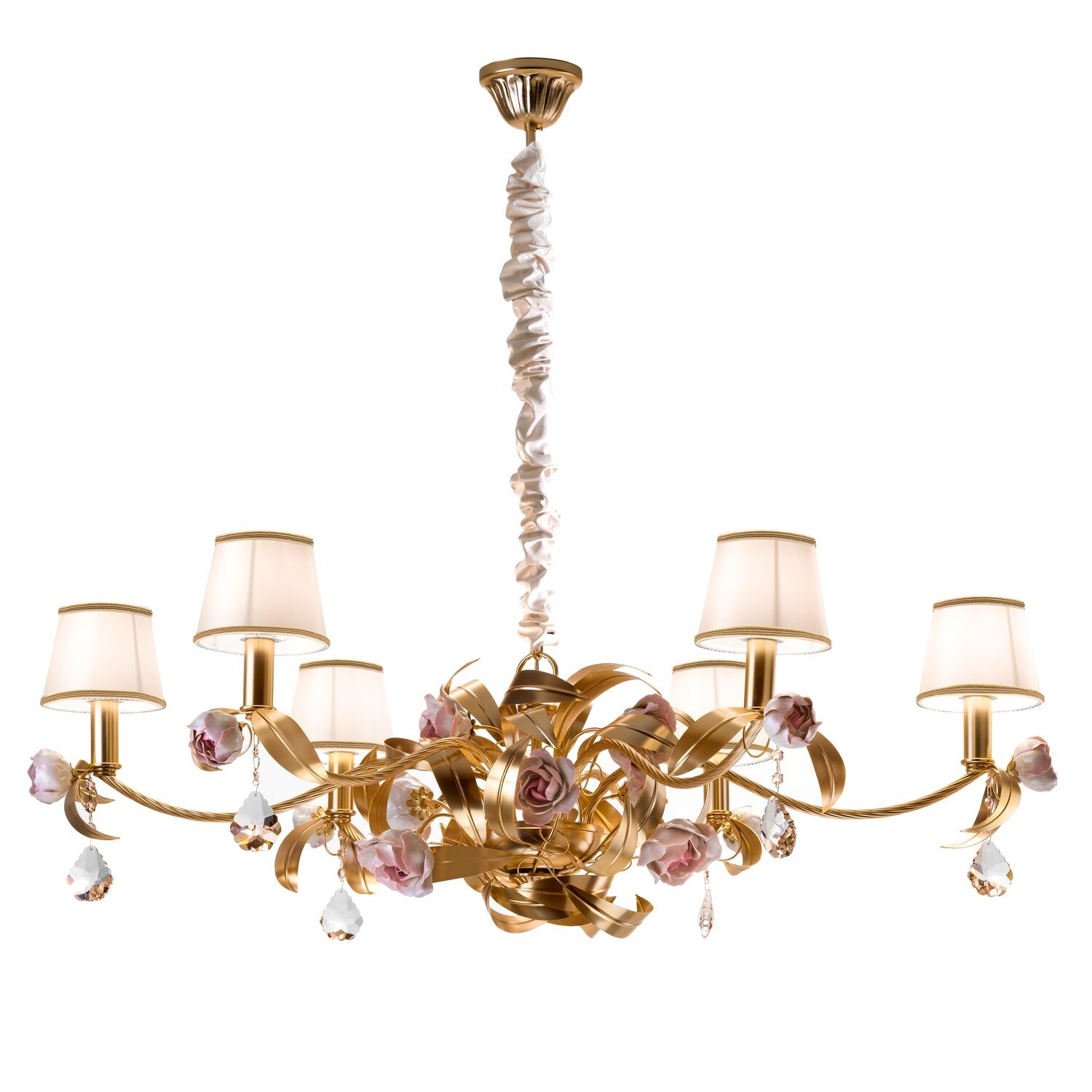 Люстра Peony 6 Light Chandelier - Gold & Pink — Villari, кадр 4