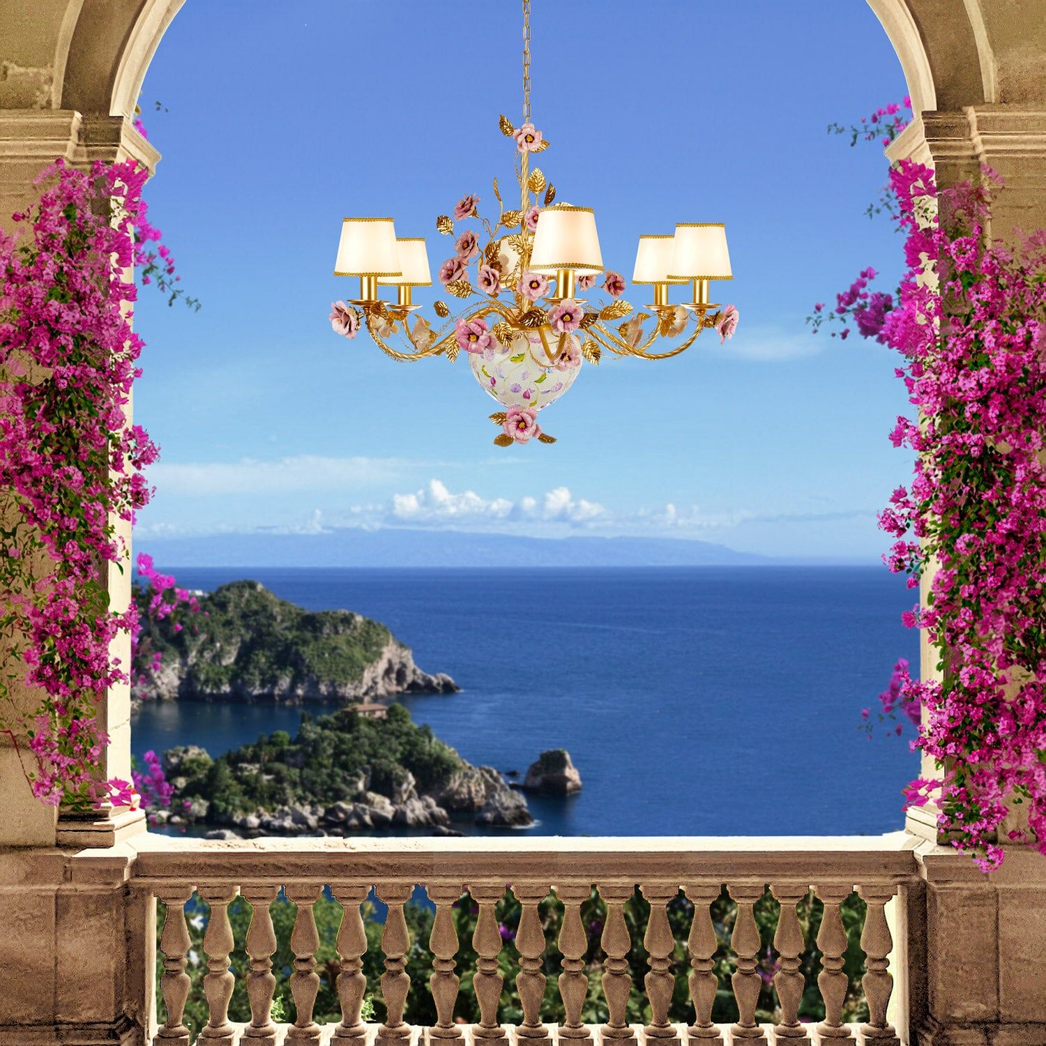 Люстра Taormina Multicolor & Gold 6 Lights Chandelier — Villari, кадр 2