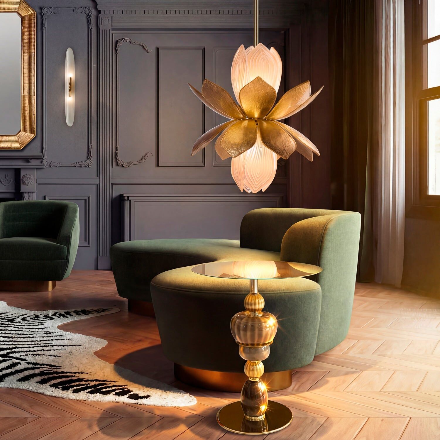 Люстра Tulip Chandelier - 8 Lights - Pink & Gold — Villari, кадр 5