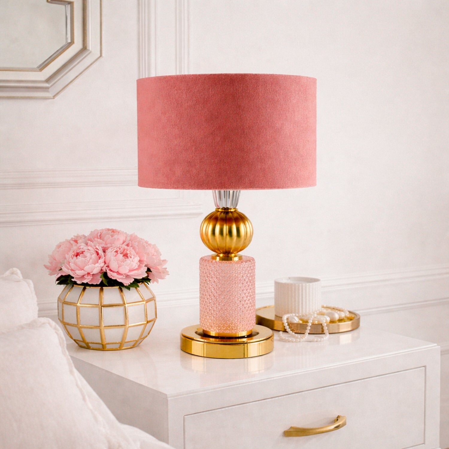 Настольная лампа Athena Table Lamp - Pink & Gold — Villari, кадр 2