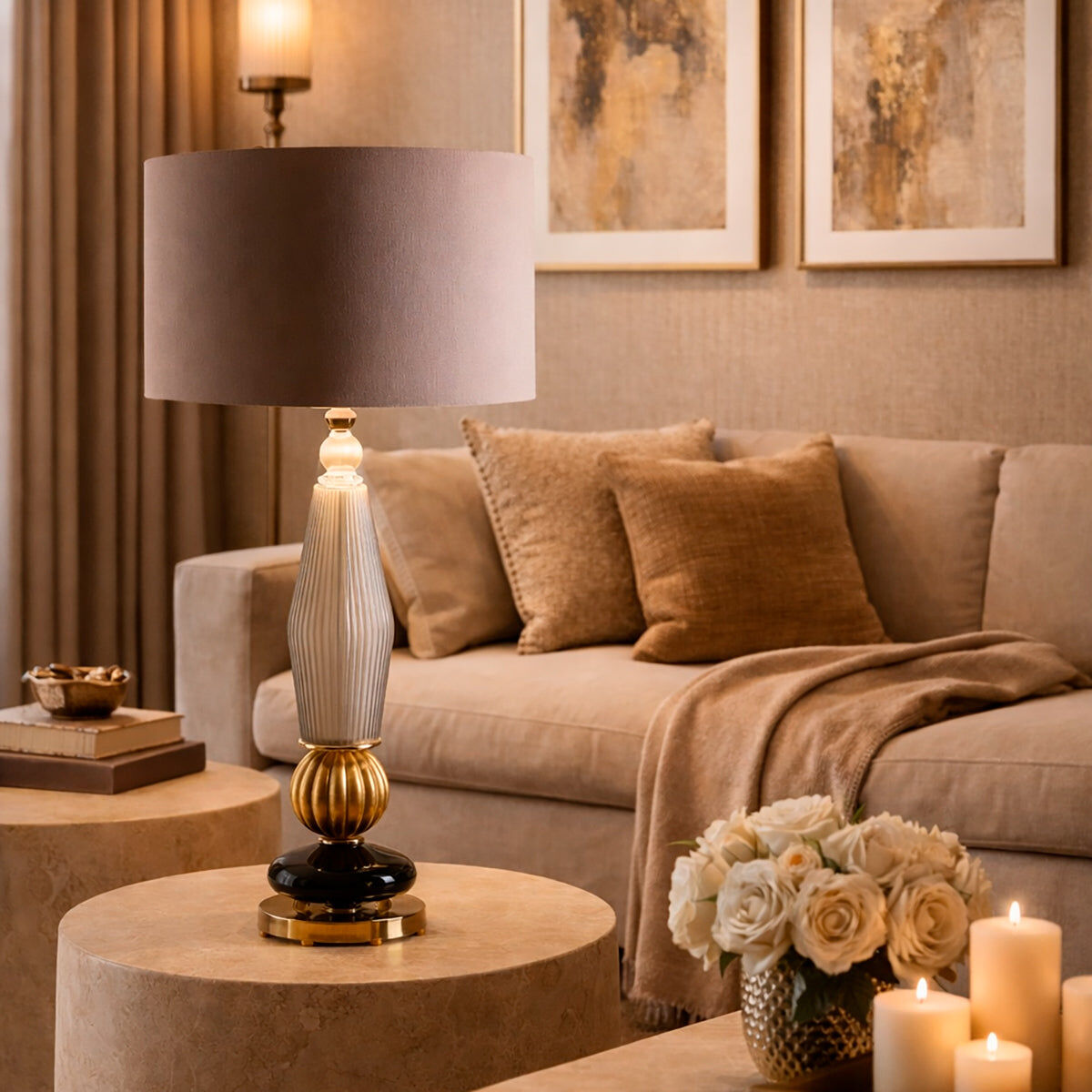 Настольная лампа Cary Table Lamp - Black & Gold — Villari, кадр 2