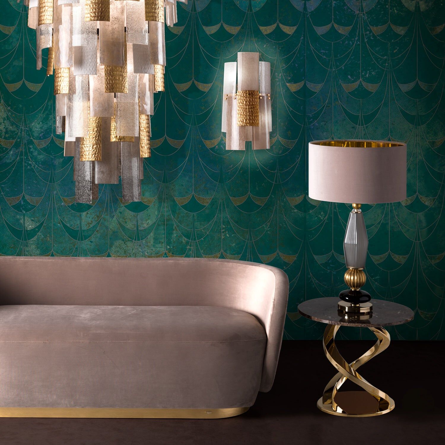Настольная лампа Cary Table Lamp - Black & Gold — Villari, кадр 3