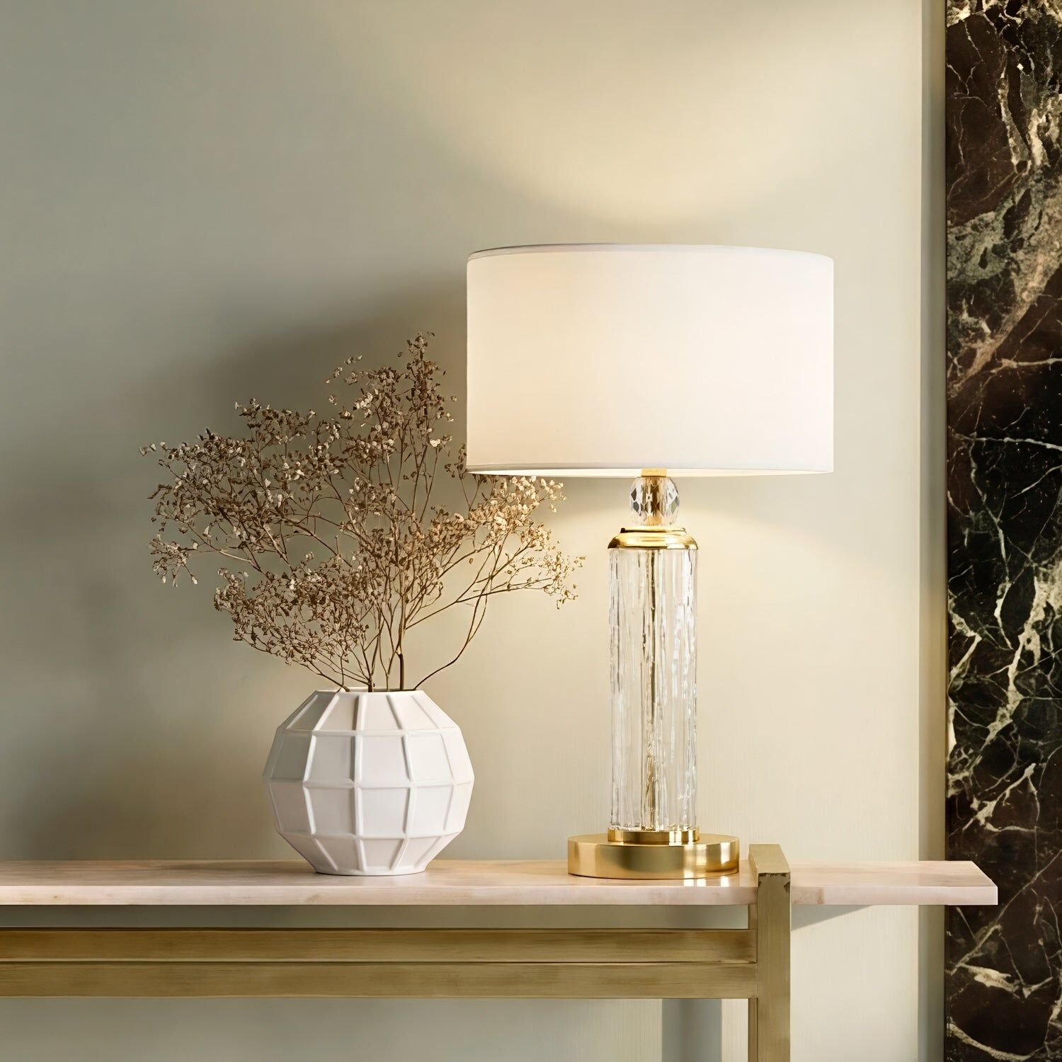Настольная лампа Drum Table Lamp - Transparent & Gold — Villari, кадр 2