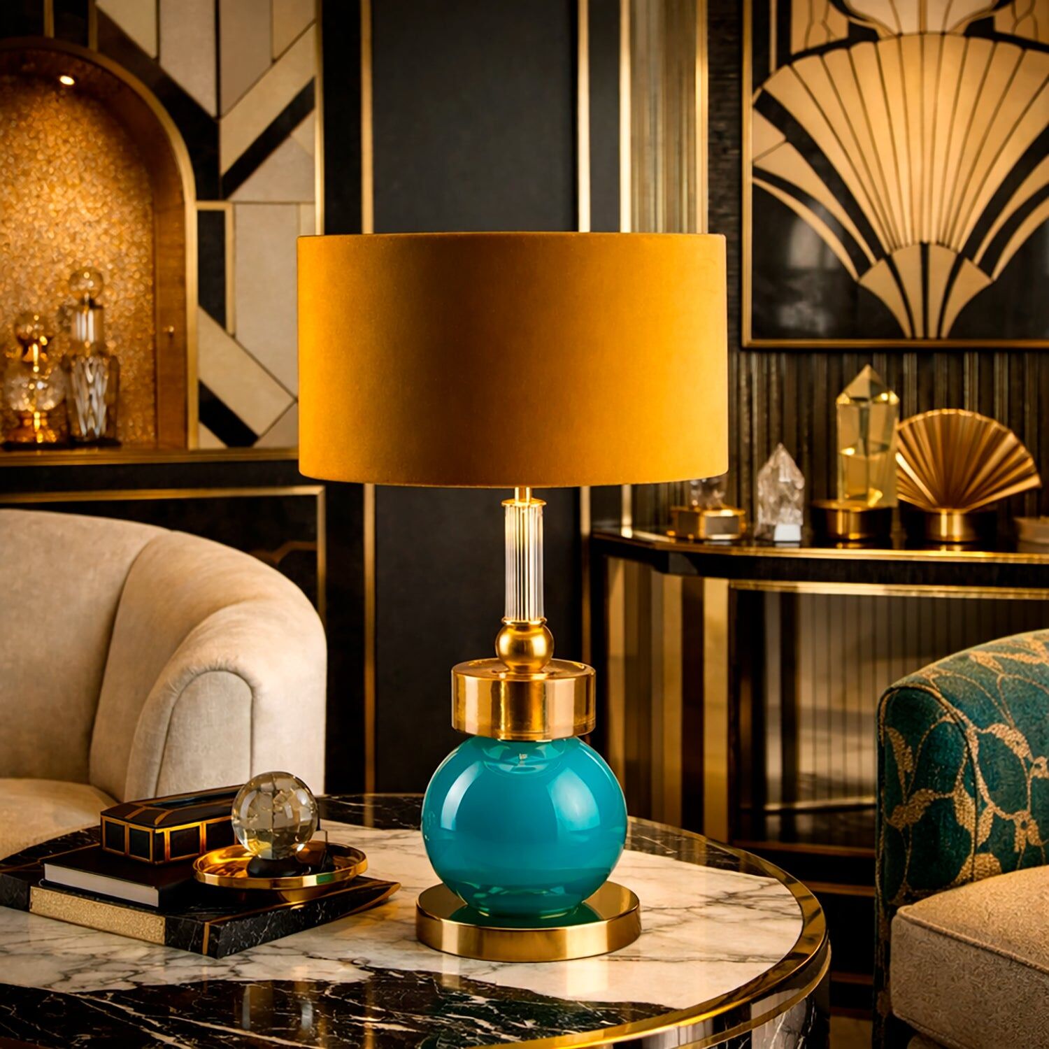 Настольная лампа Lolite Etienne Table Lamp - Aquamarine & Transparent — Villari, кадр 2