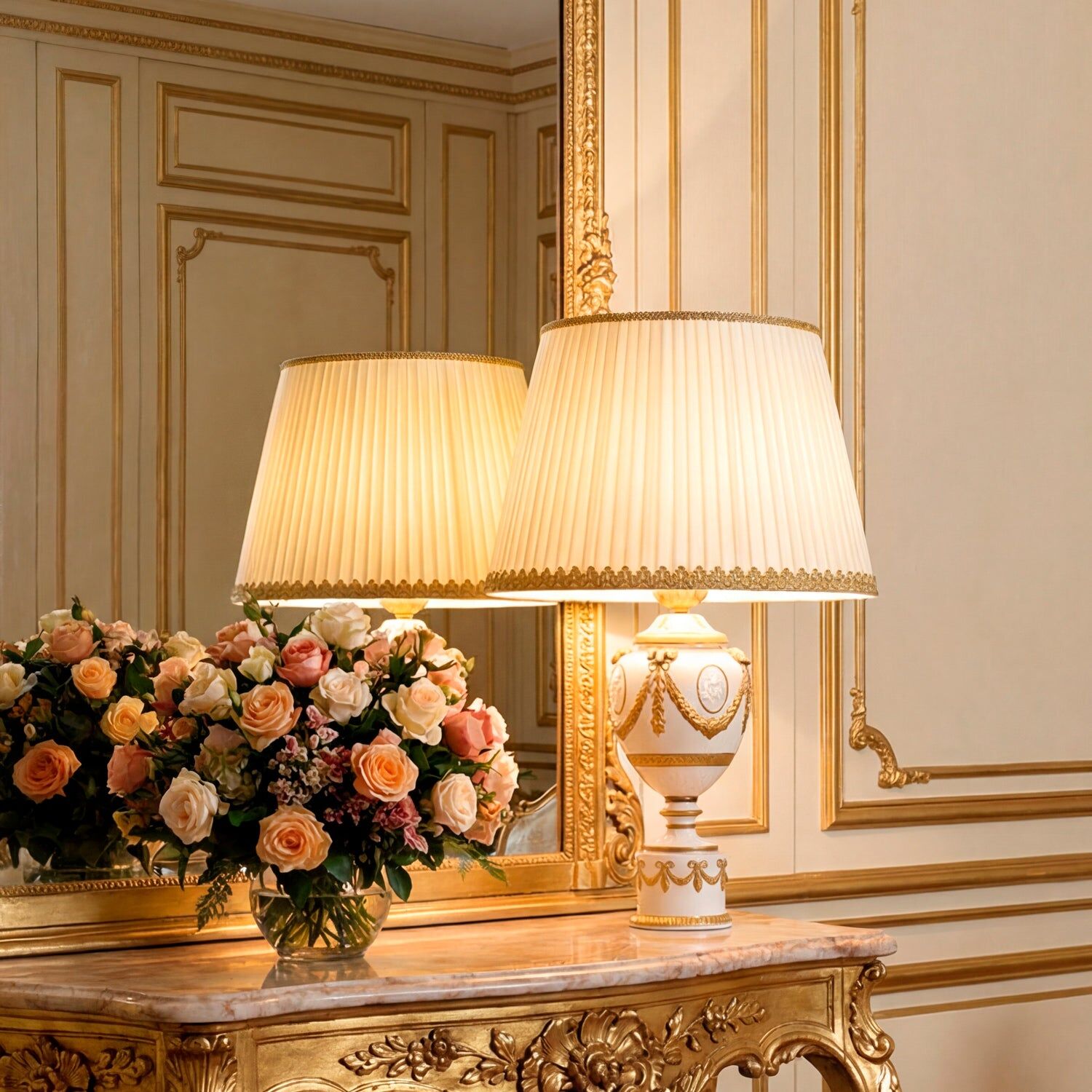 Настольная лампа Napoleon Table Lamp - White & Gold — Villari, кадр 3