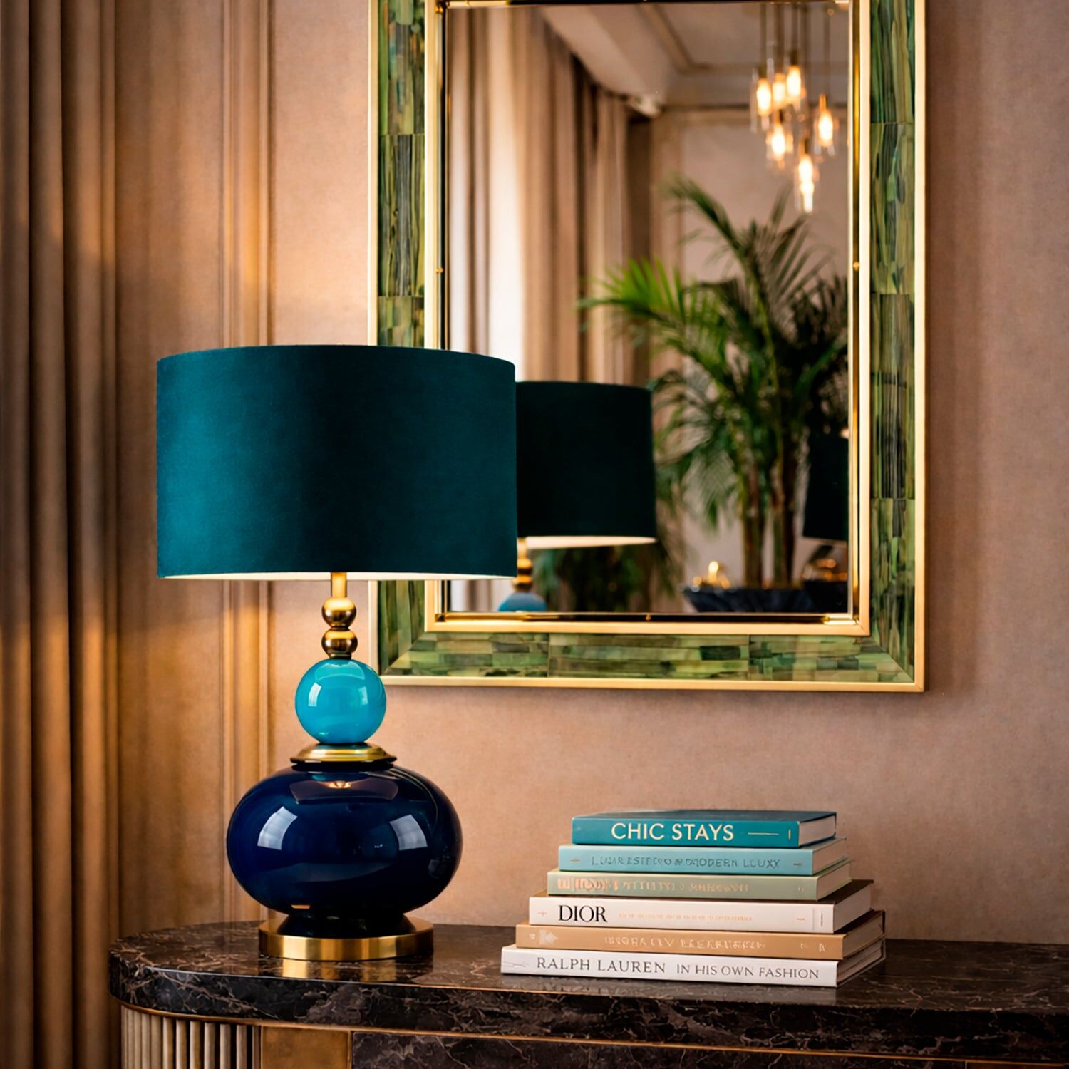 Настольная лампа Violette Small Table Lamp - Blue & Gold — Villari, кадр 2