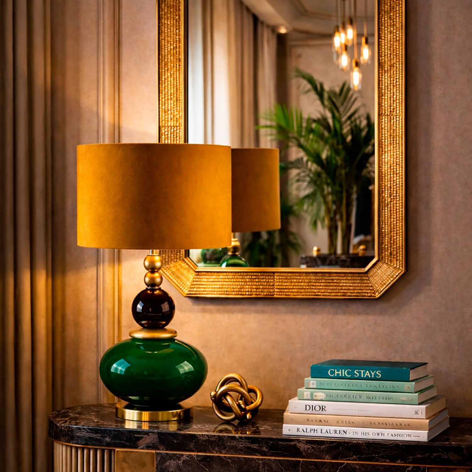 Настольная лампа Violette Small Table Lamp - Green & Gold — Villari, кадр 2