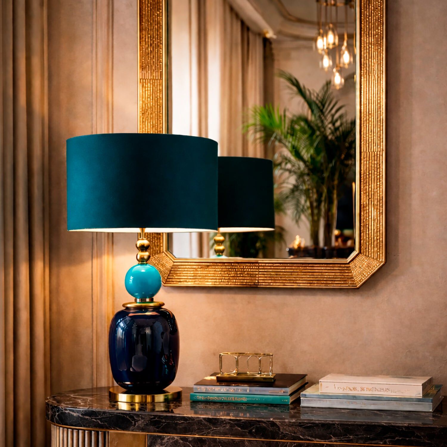 Настольная лампа Violette Table Lamp - Blue & Gold — Villari, кадр 2