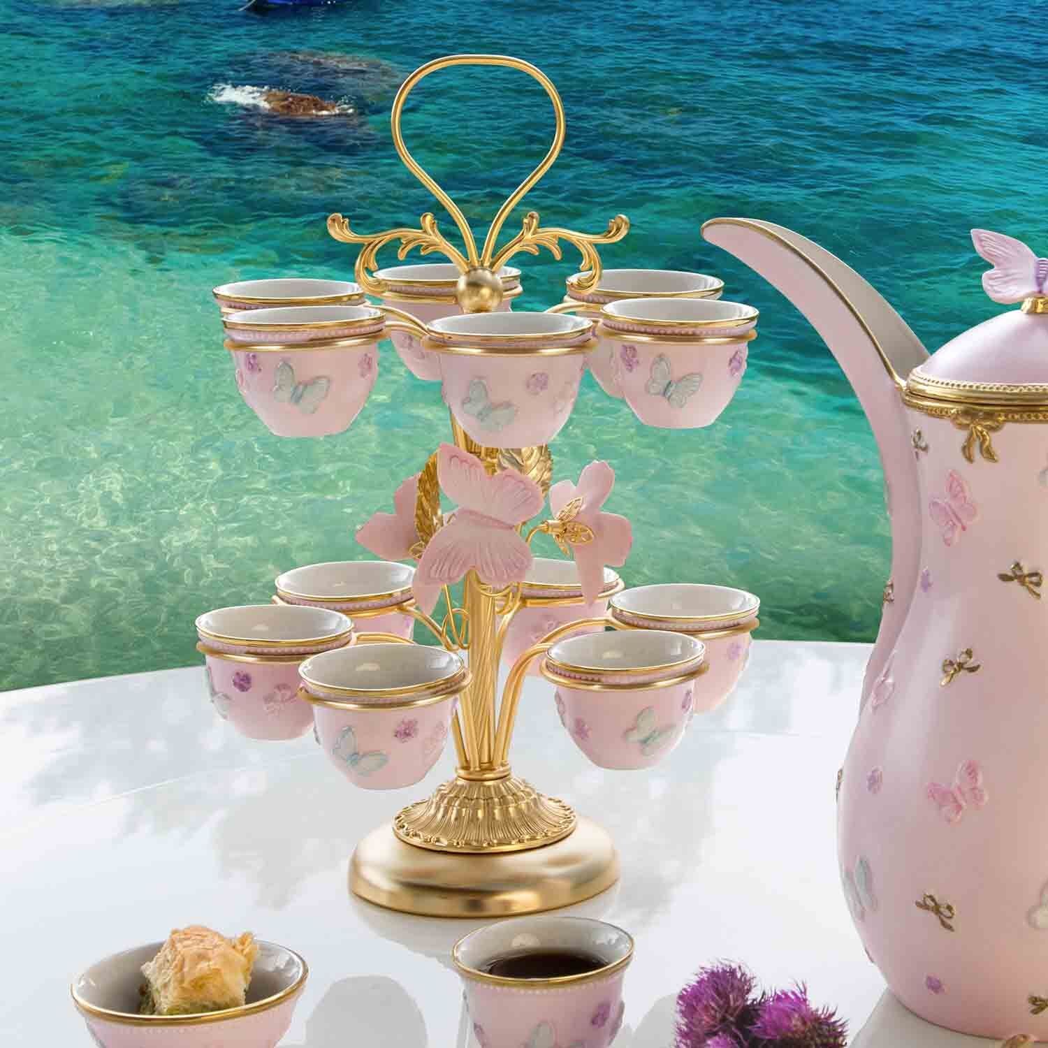 Посуда Butterfly Pastel Pink Arabic Coffee Cup Holder — Villari, кадр 2