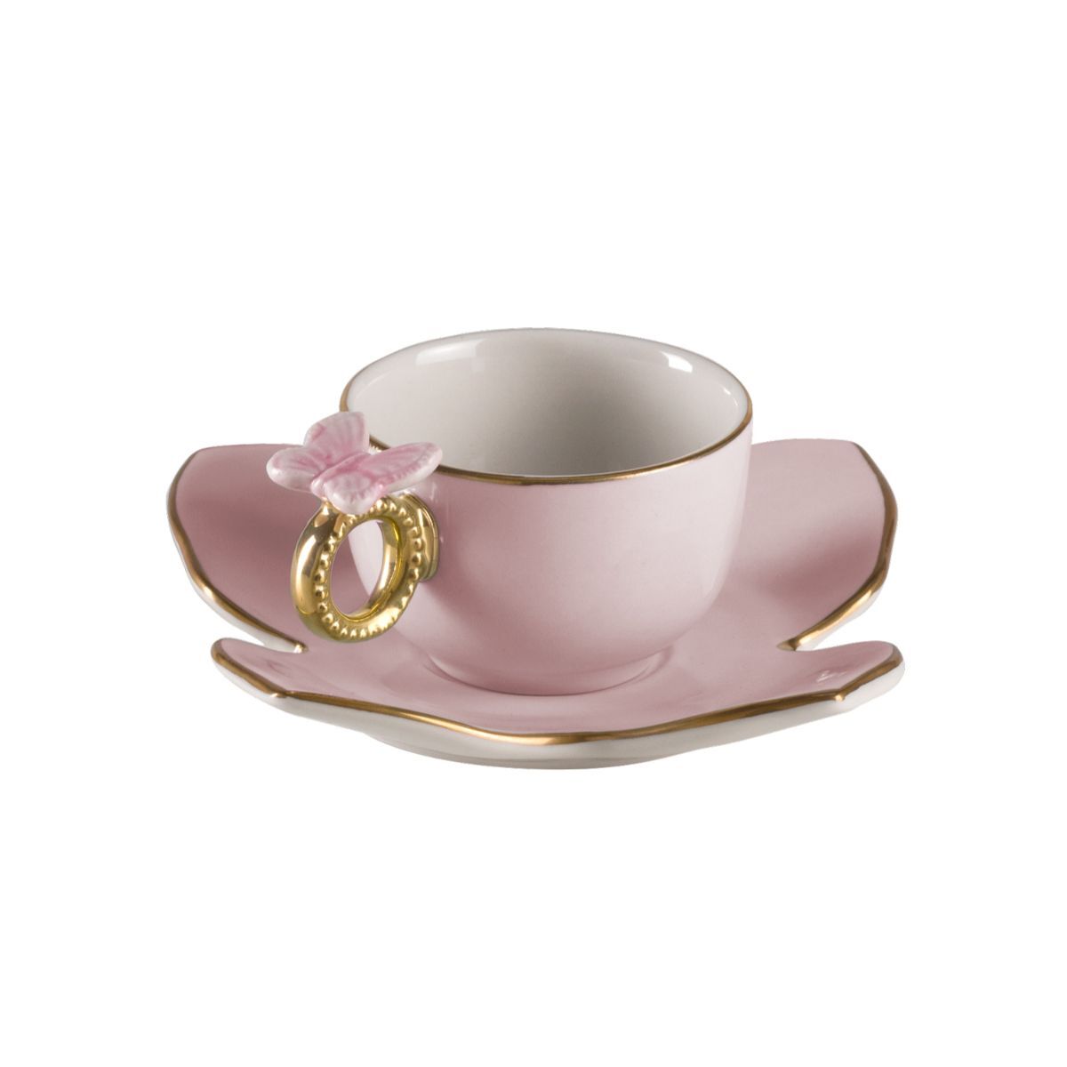 Посуда Butterfly Pastel Pink Coffee Cup & Saucer — Villari, коллекция Посуда
