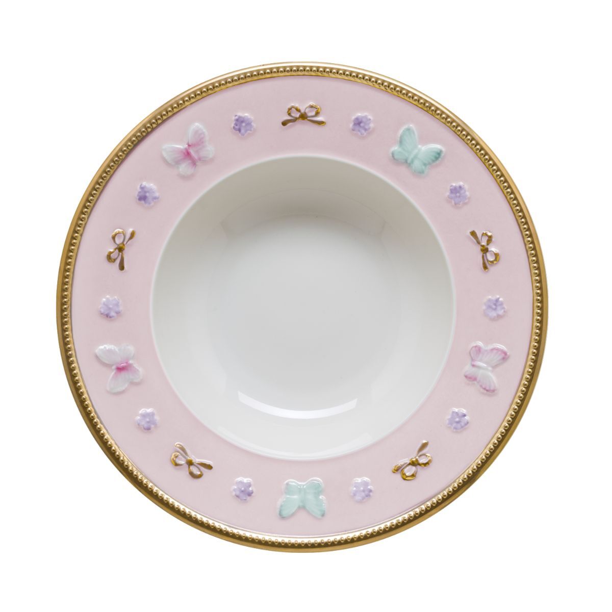Посуда Butterfly Pastel Pink Rim Soup Plate — Villari, коллекция Посуда
