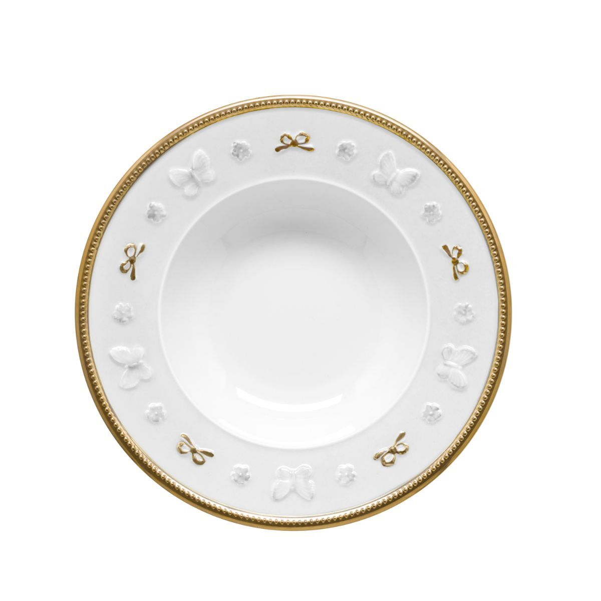 Посуда Butterfly White & Gold Rim Soup Plate — Villari, коллекция Посуда