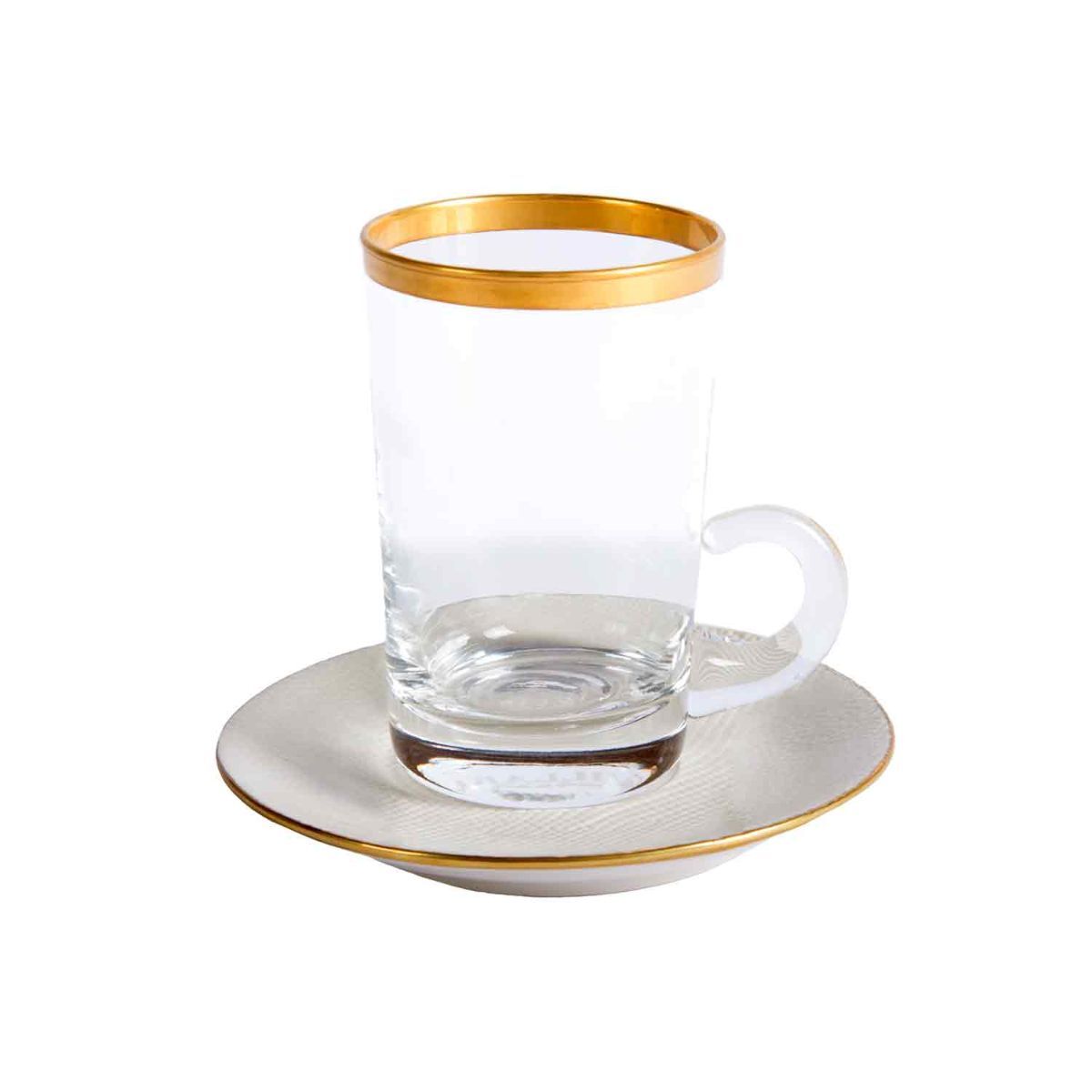 Посуда Dressage White & Gold Green Tea Cup & Saucer — Villari, коллекция Посуда