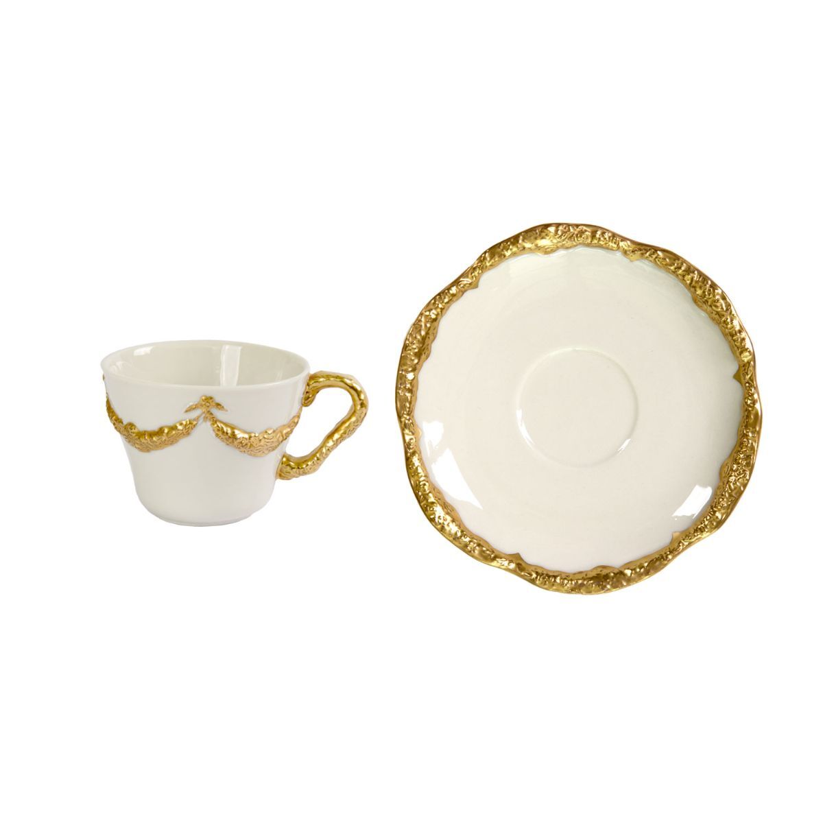 Посуда Empire White & Gold Coffee Cup & Saucer — Villari, кадр 2