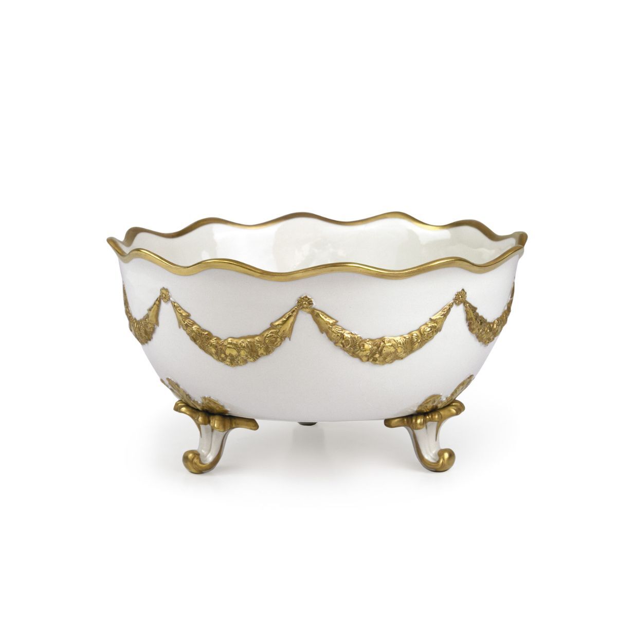 Посуда Empire White & Gold Footed Serving Bowl — Villari, коллекция Посуда