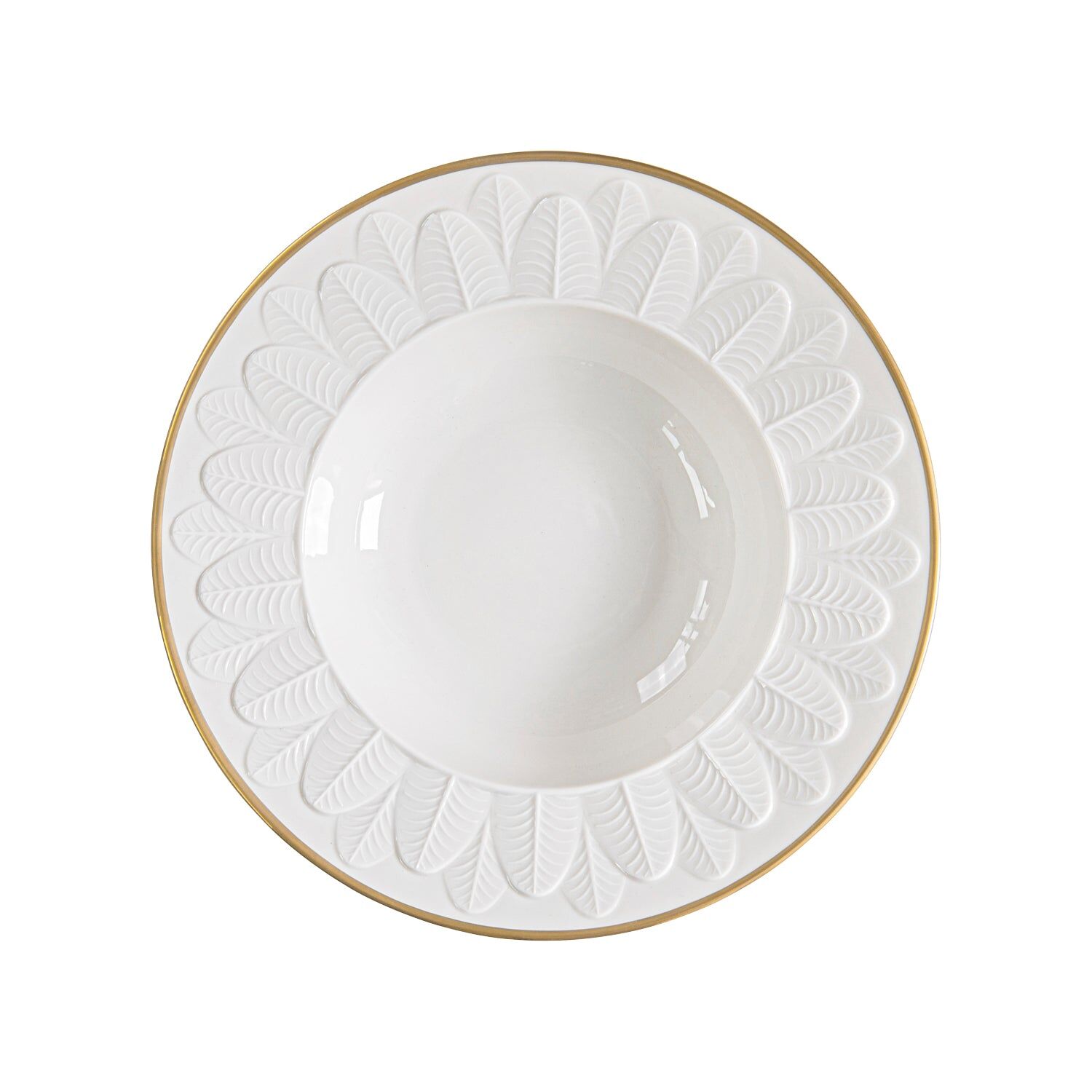 Посуда Peacock Rim Soup Plate -White & Gold — Villari, коллекция Посуда