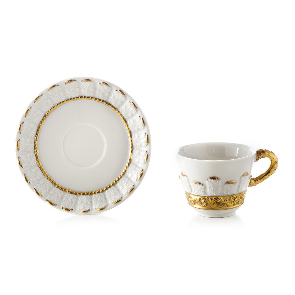 Посуда Queen Elizabeth White & Gold Coffee Cup & Saucer — Villari, коллекция Посуда
