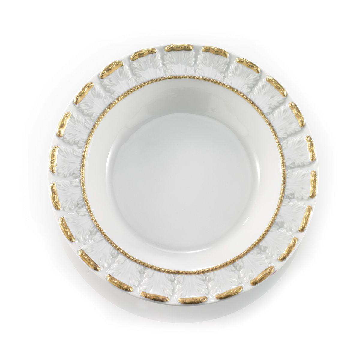 Посуда Queen Elizabeth White & Gold Rim Soup Plate — Villari, коллекция Посуда