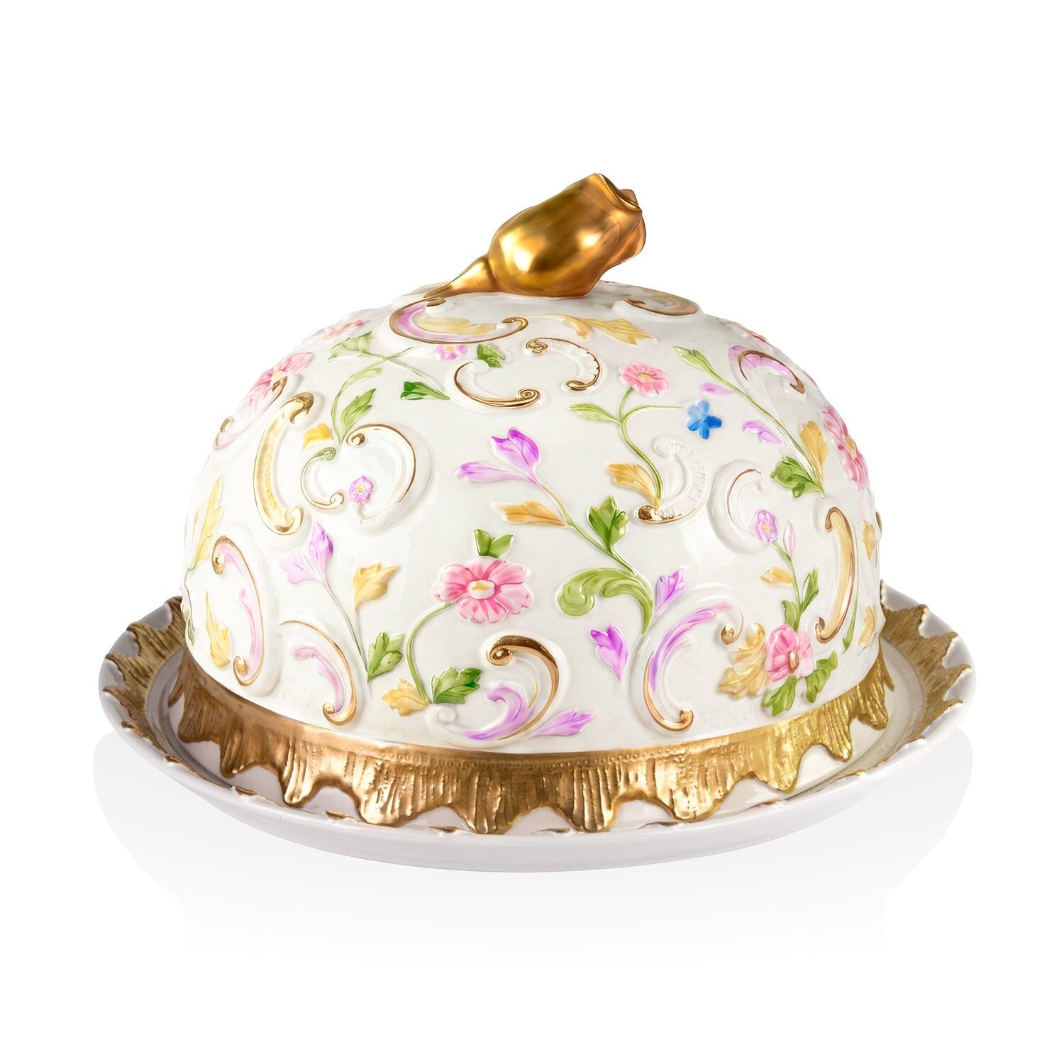 Посуда Taormina Multicolor & Gold Round Tray Dome Covered — Villari, коллекция Посуда