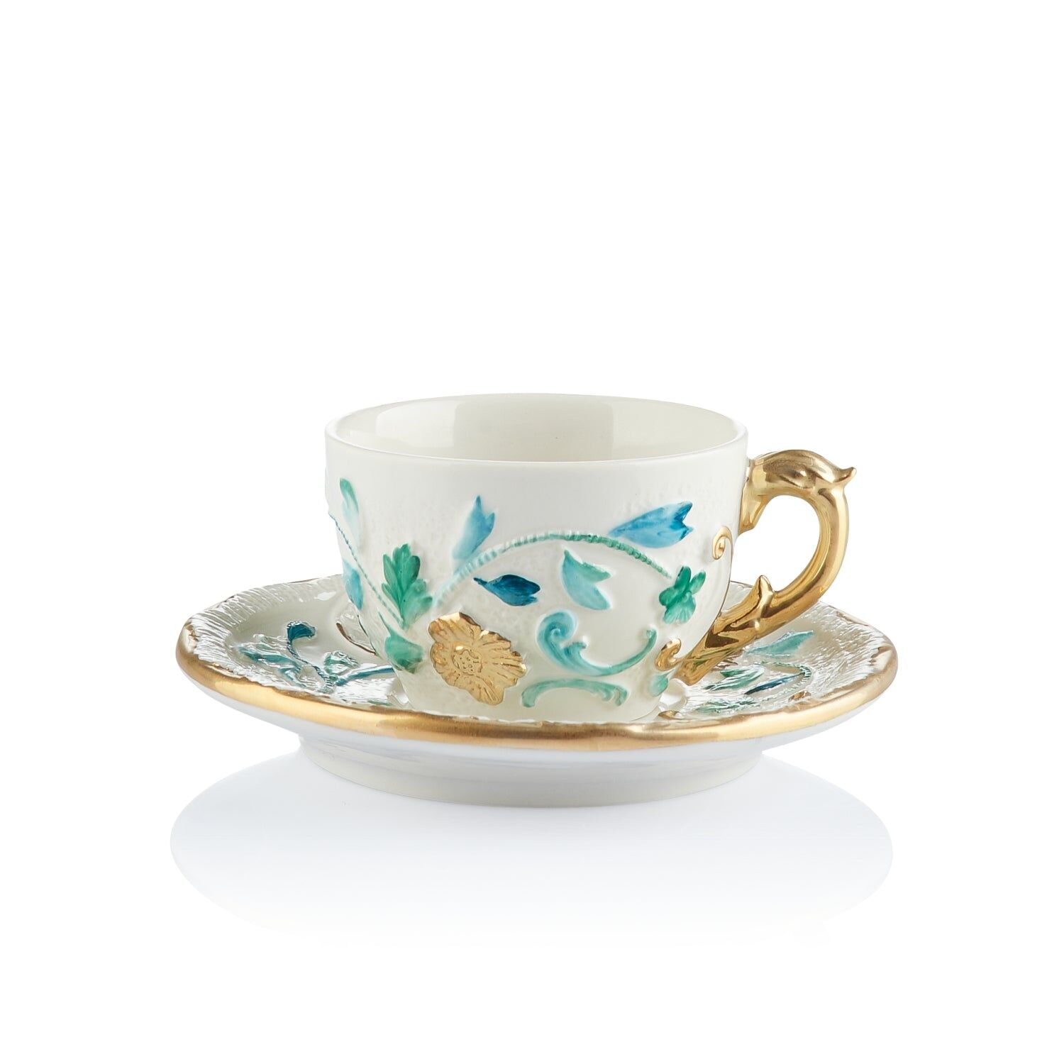 Посуда Taormina Smeralda & Gold Coffee Cup & Saucer — Villari, коллекция Посуда