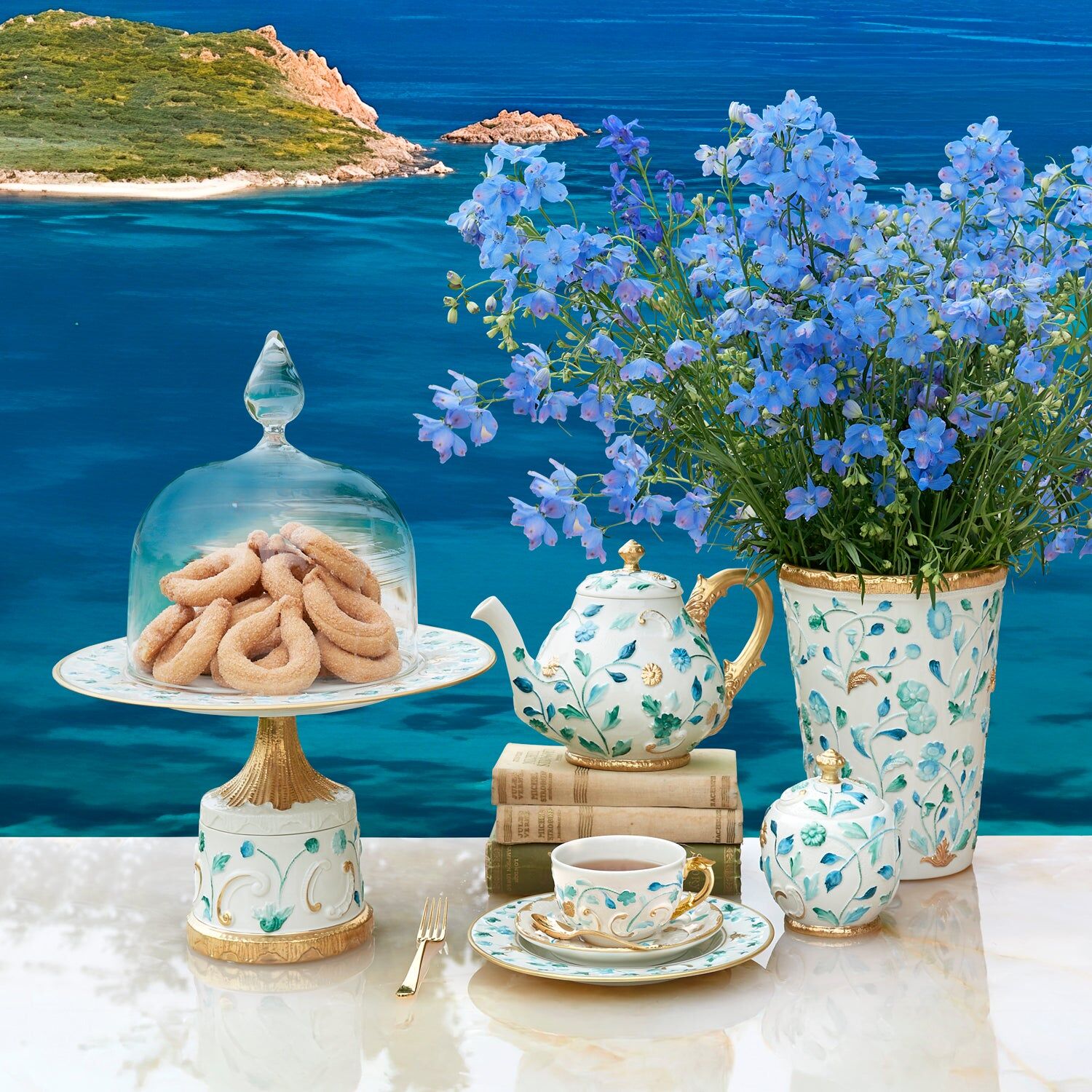 Посуда Taormina Smeralda & Gold Sugar Bowl — Villari, кадр 3