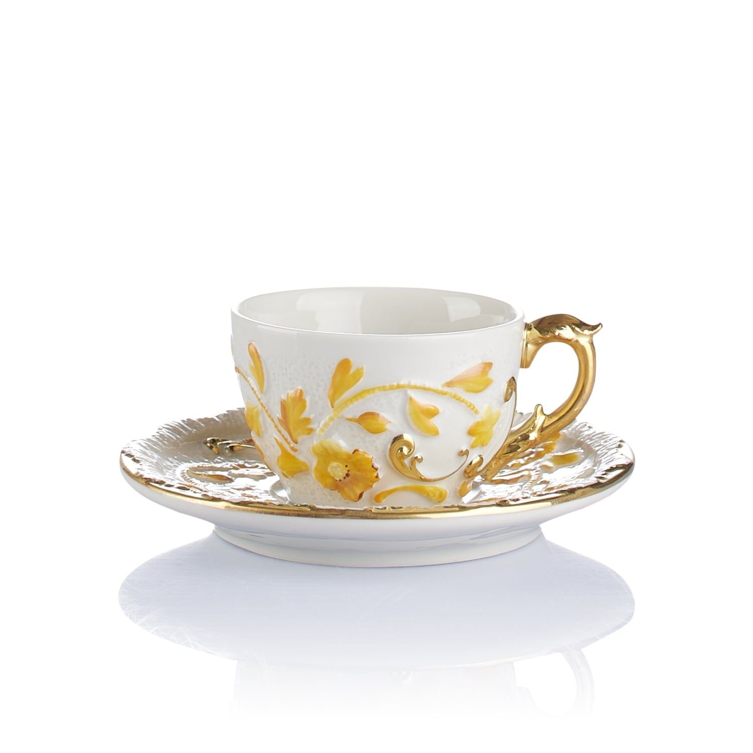 Посуда Taormina Zafferano & Gold Coffee Cup & Saucer — Villari, коллекция Посуда