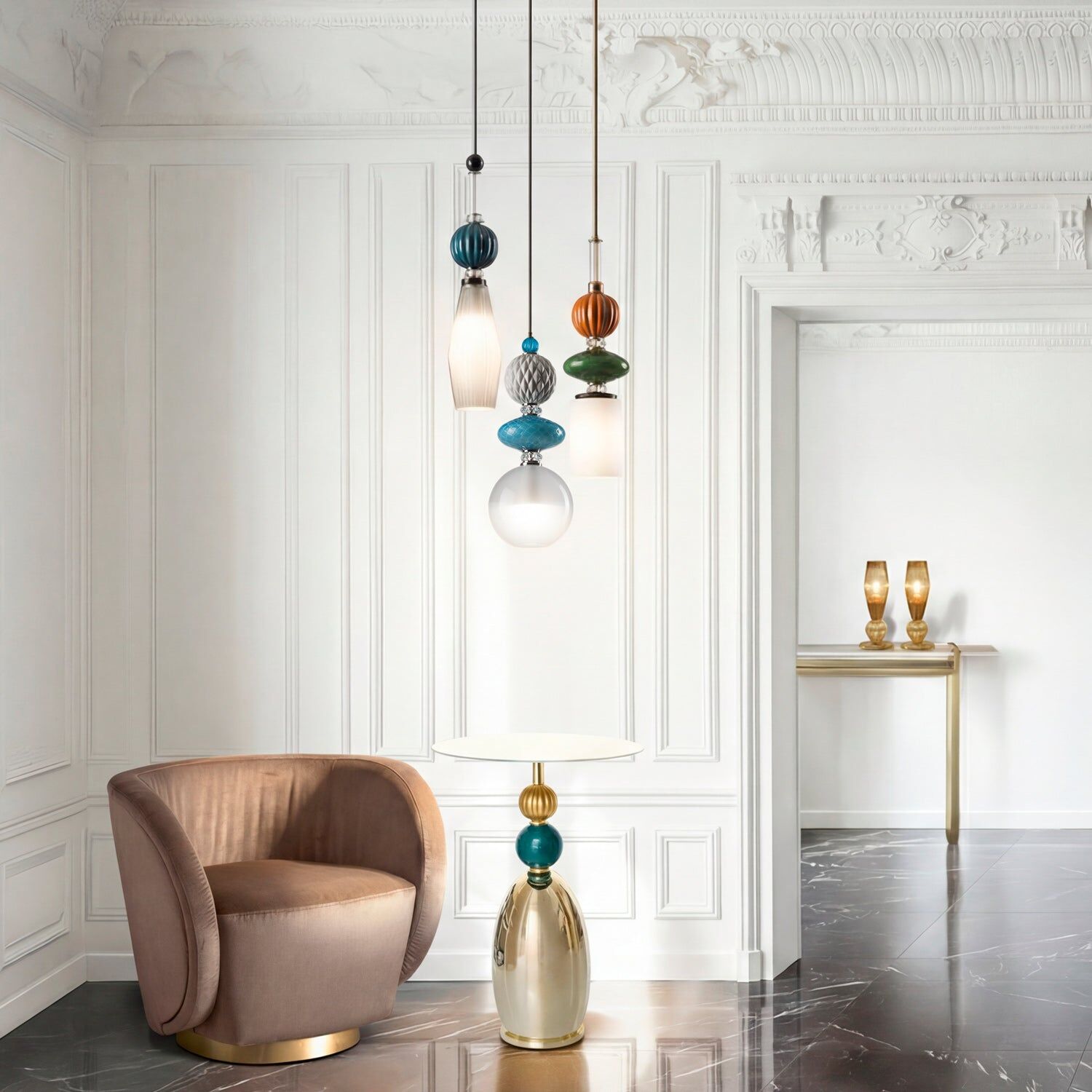 Потолочный светильник Divas Audrey Pendant Light - Pearl Grey & Turquoise — Villari, кадр 2