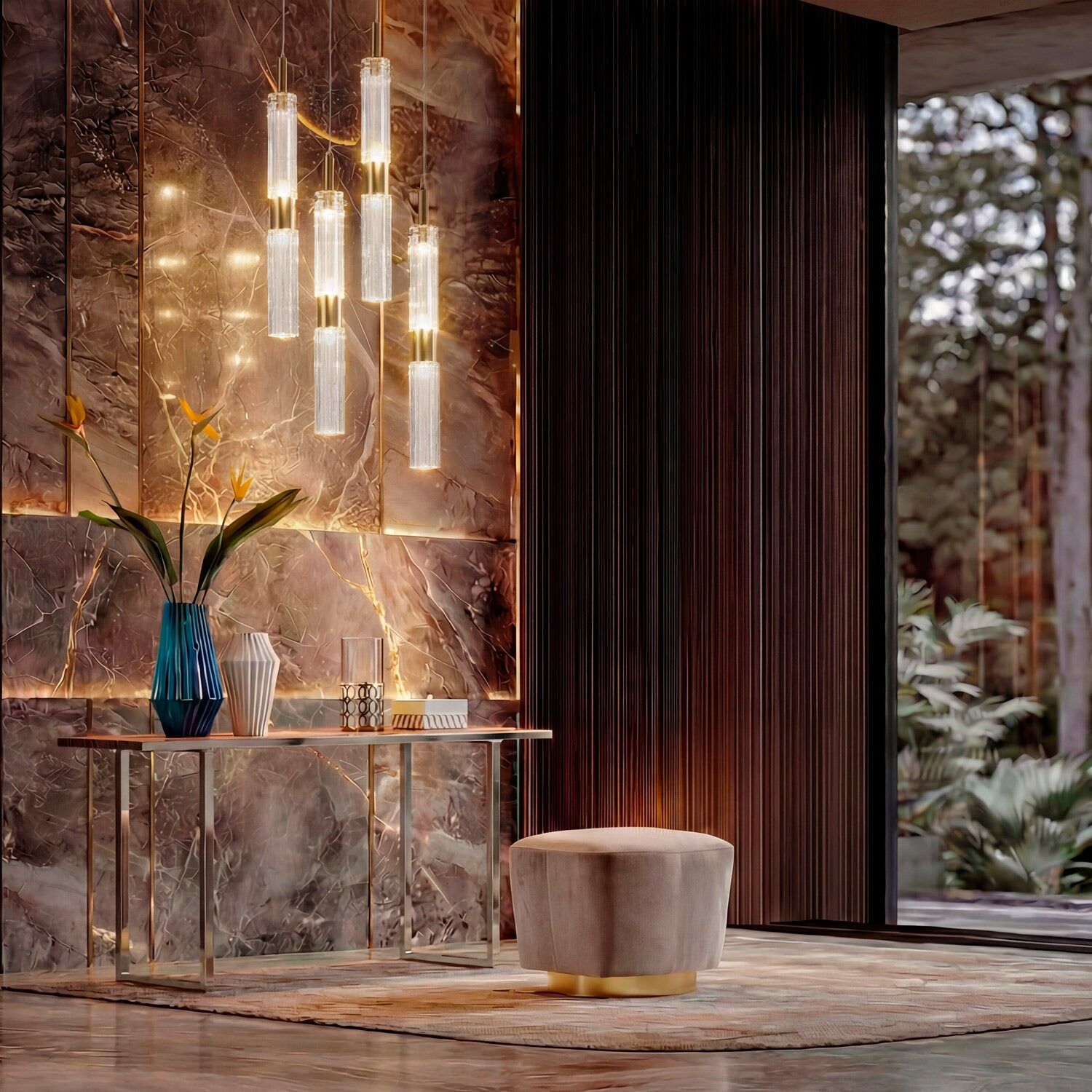 Потолочный светильник Drum Pendant Light - Transparent & Gold — Villari, кадр 2