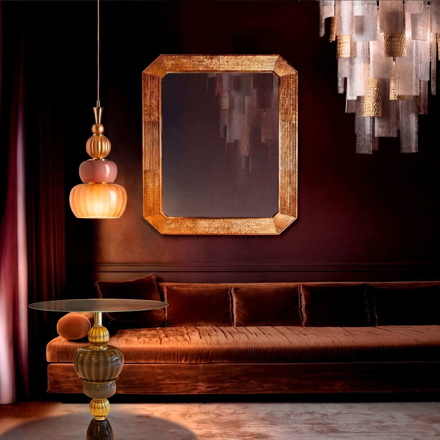 Потолочный светильник Ginevra Pendant Light - Brown & Gold — Villari, кадр 2